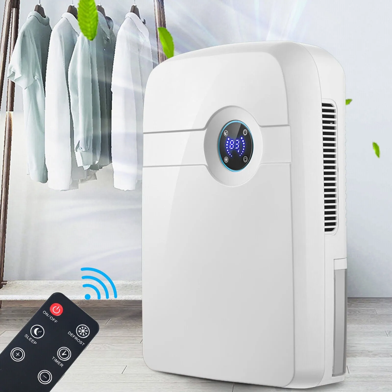 2.5L Remote Control Bedroom Dehumidifier Mini Home Air Dryer Damp Moisture Free