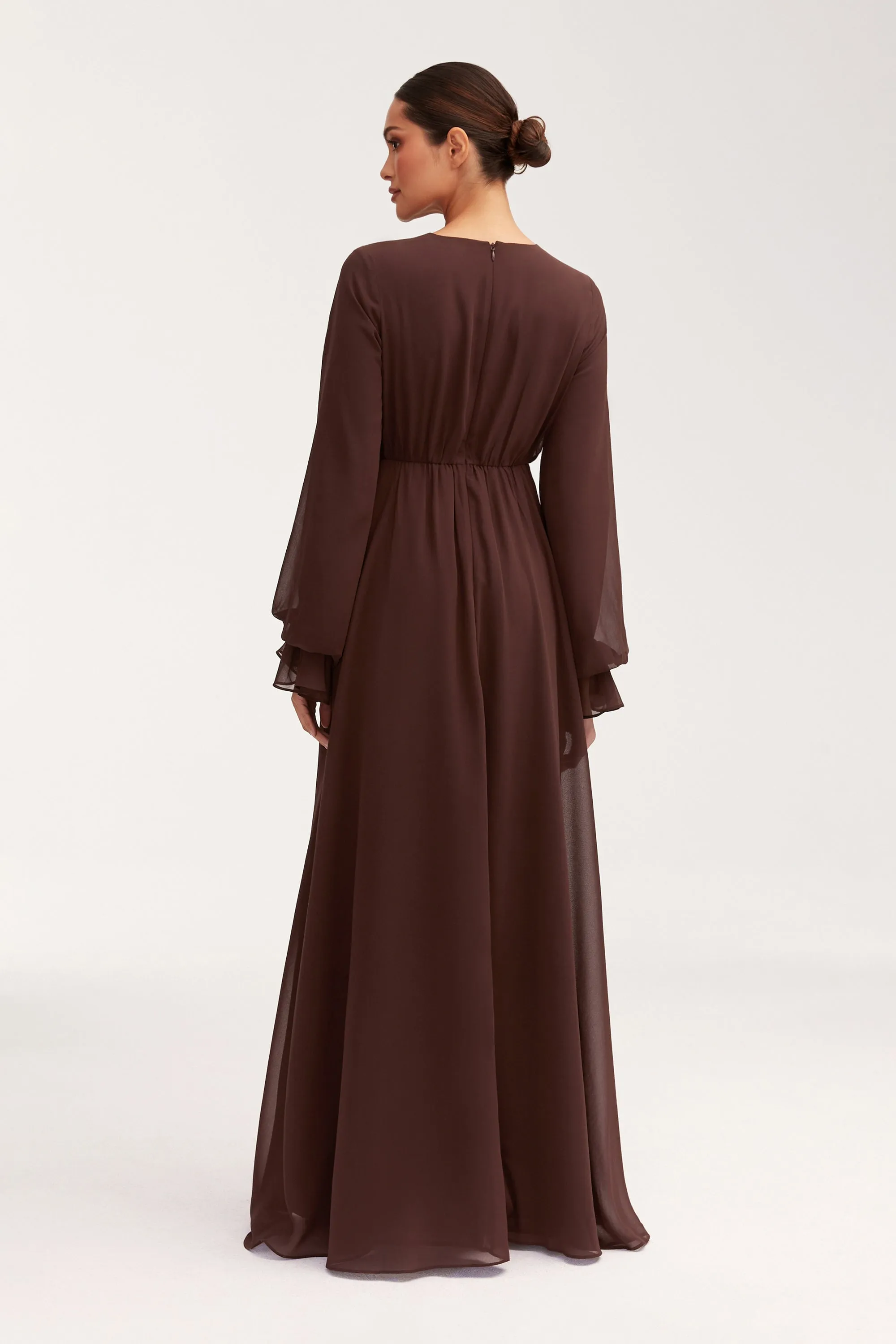 Aara Chiffon Maxi Dress - Chocolate