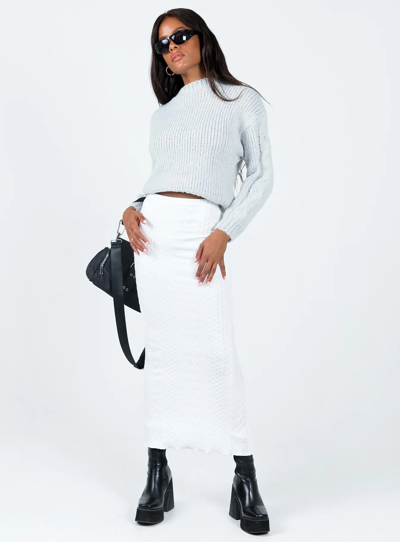 Abercairn Knit Maxi Skirt White