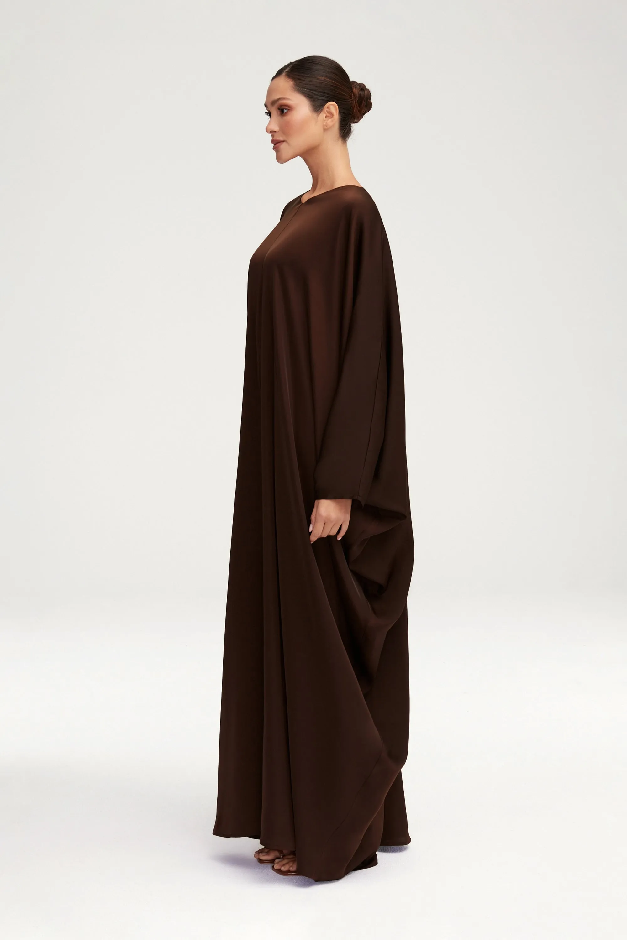 Anisa Satin Kaftan - Espresso