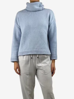 Baby blue cashmere high-neck jumper - size S