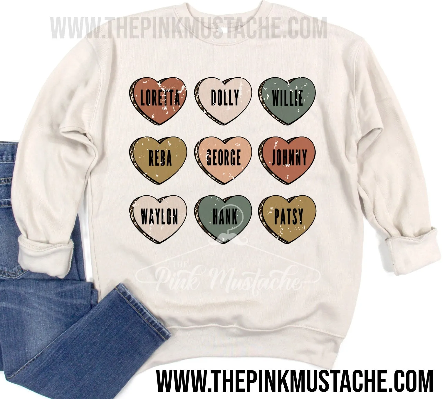 Bella Canvas Soft Style Country Music Conversation Hearts Sweatshirt