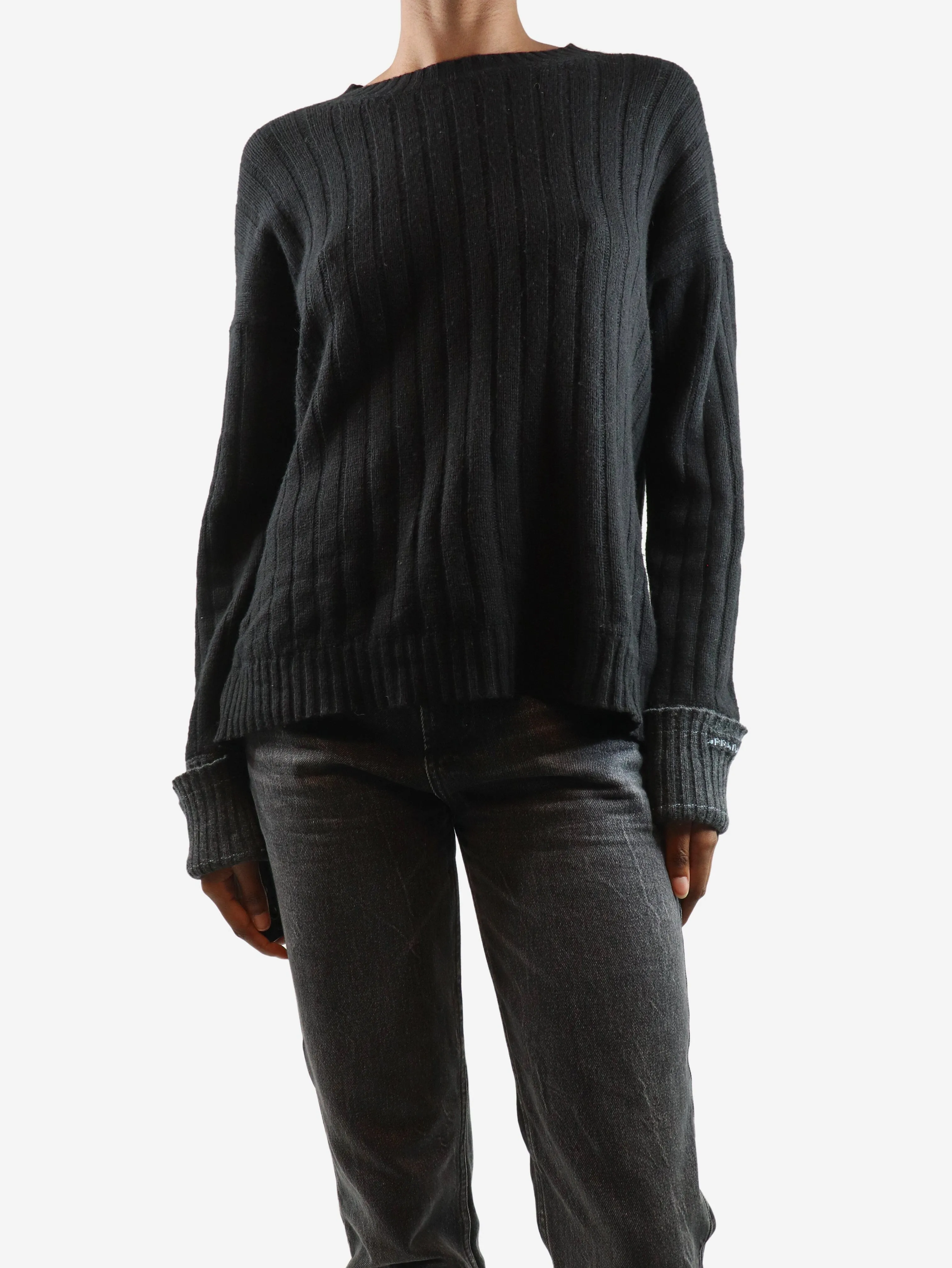 Black ribbed cashmere jumper - size UK 6