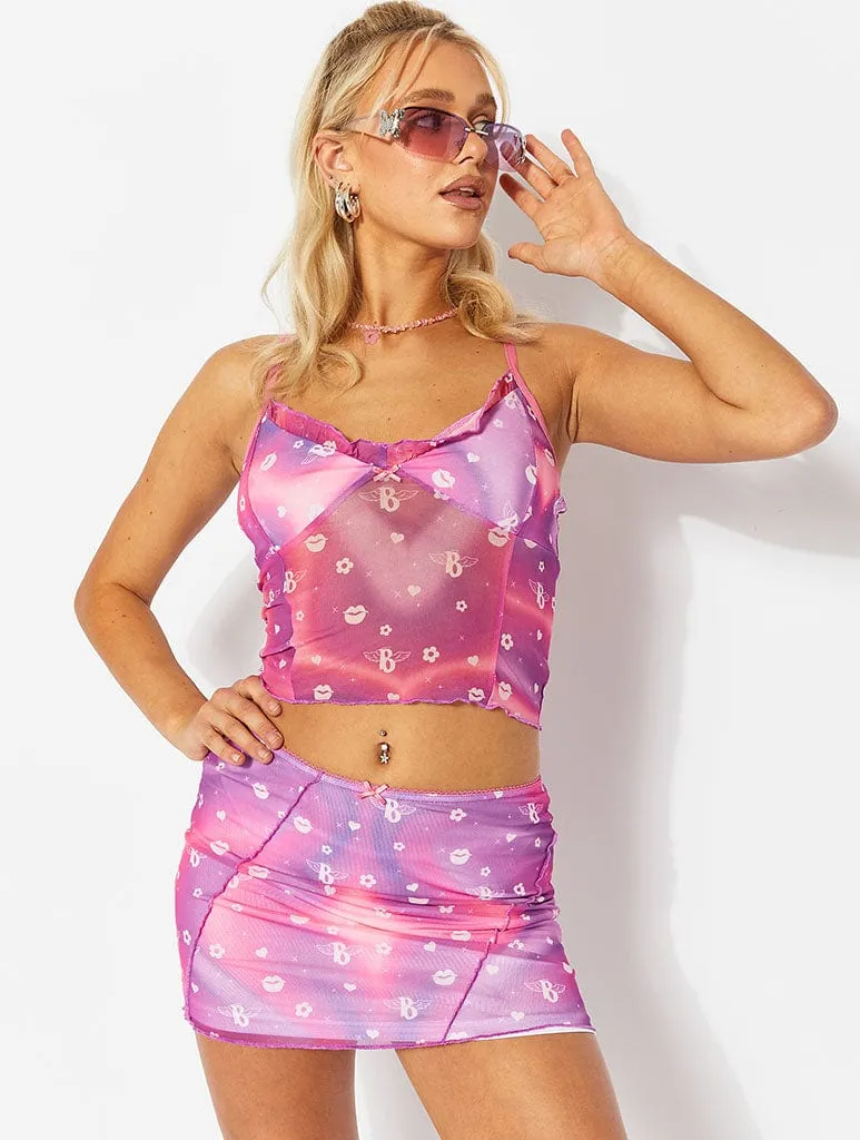 Bratz x Skinnydip Swirl Print Mesh Cami Top