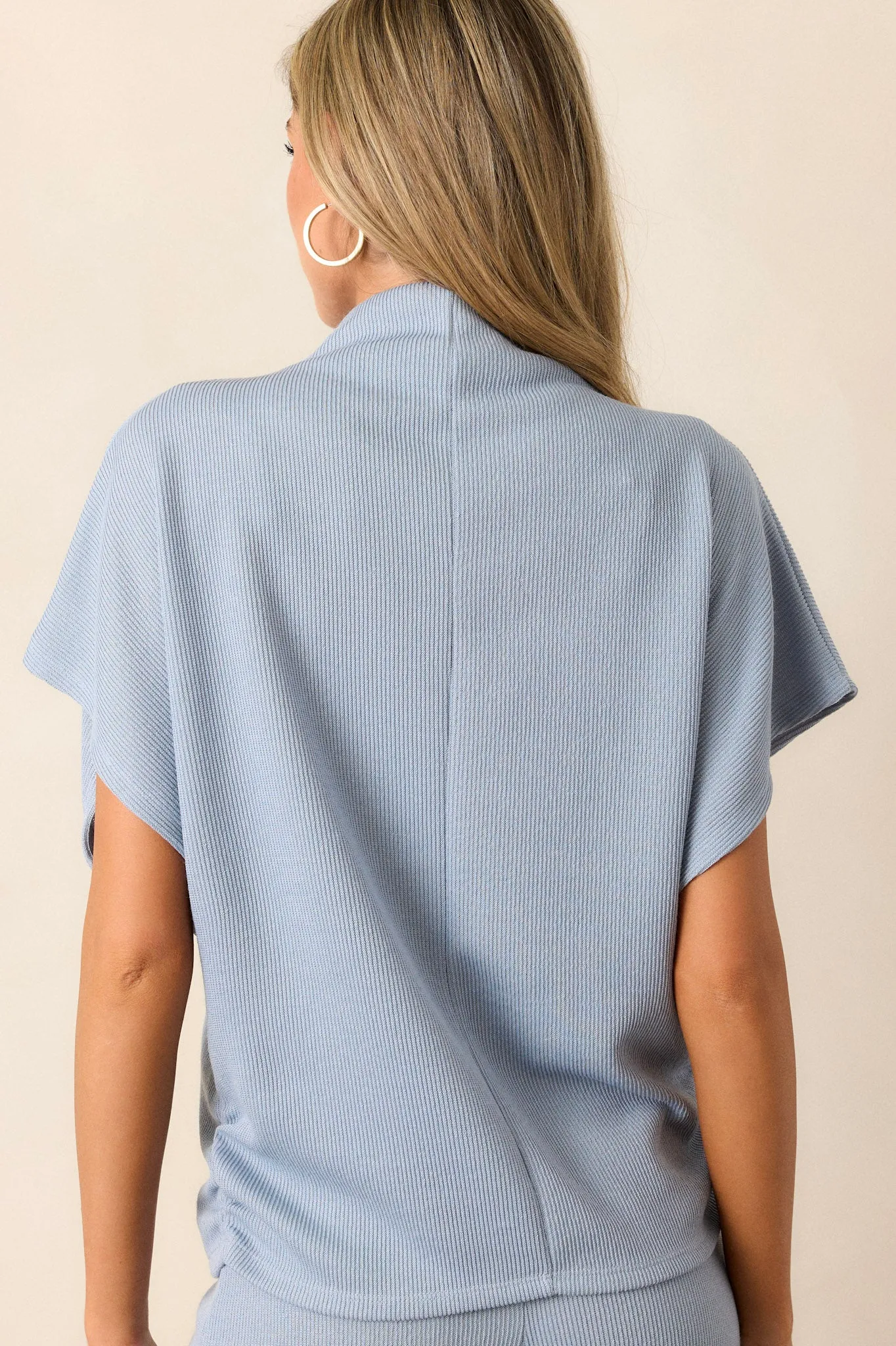 Carolina Plains Ash Blue Knit Mock Neck Top