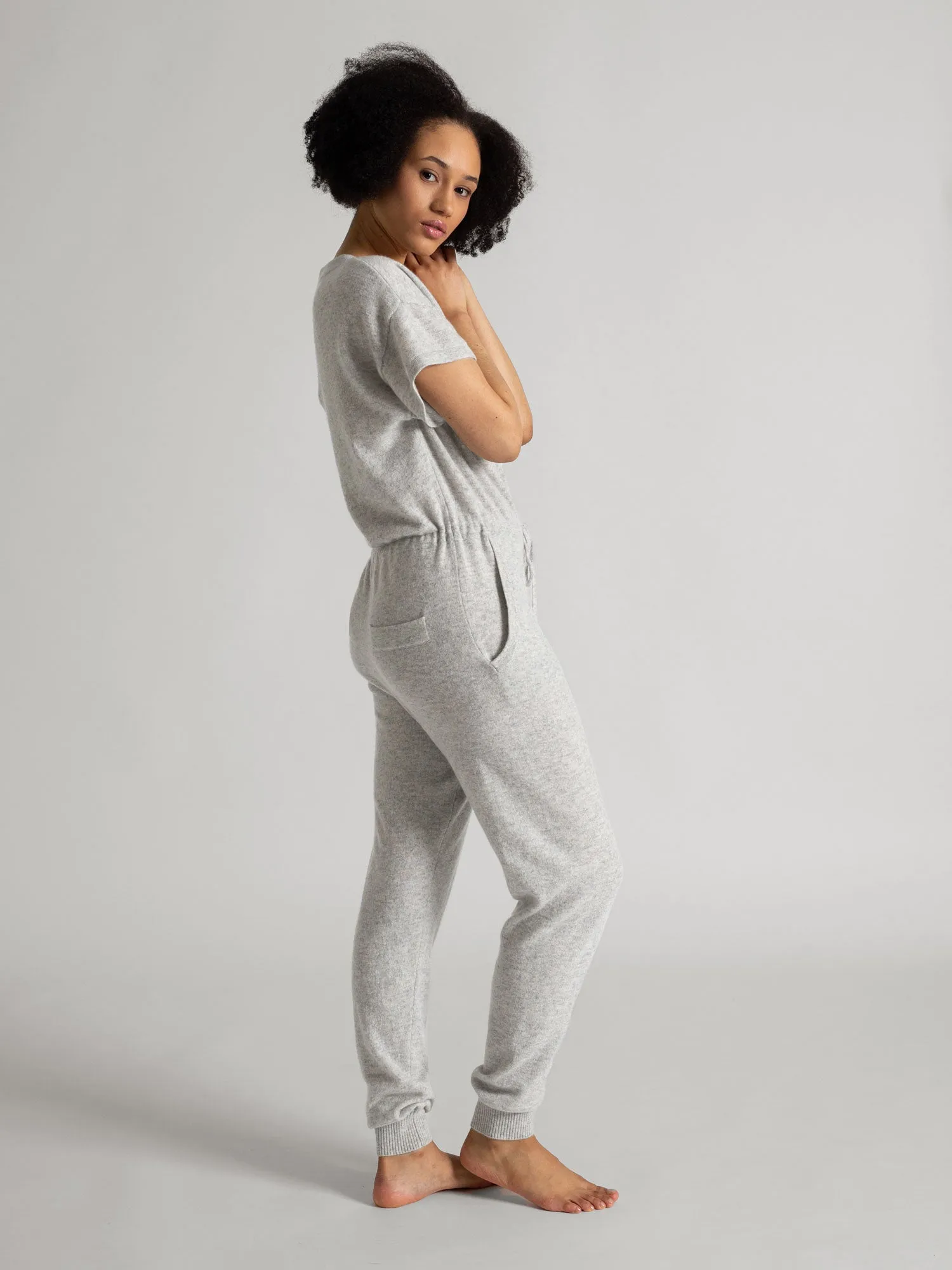 Cashmere jumpsuit "Cruising" - light grey