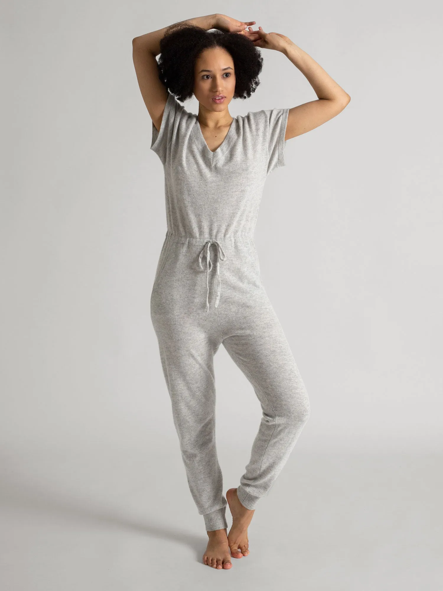 Cashmere jumpsuit "Cruising" - light grey