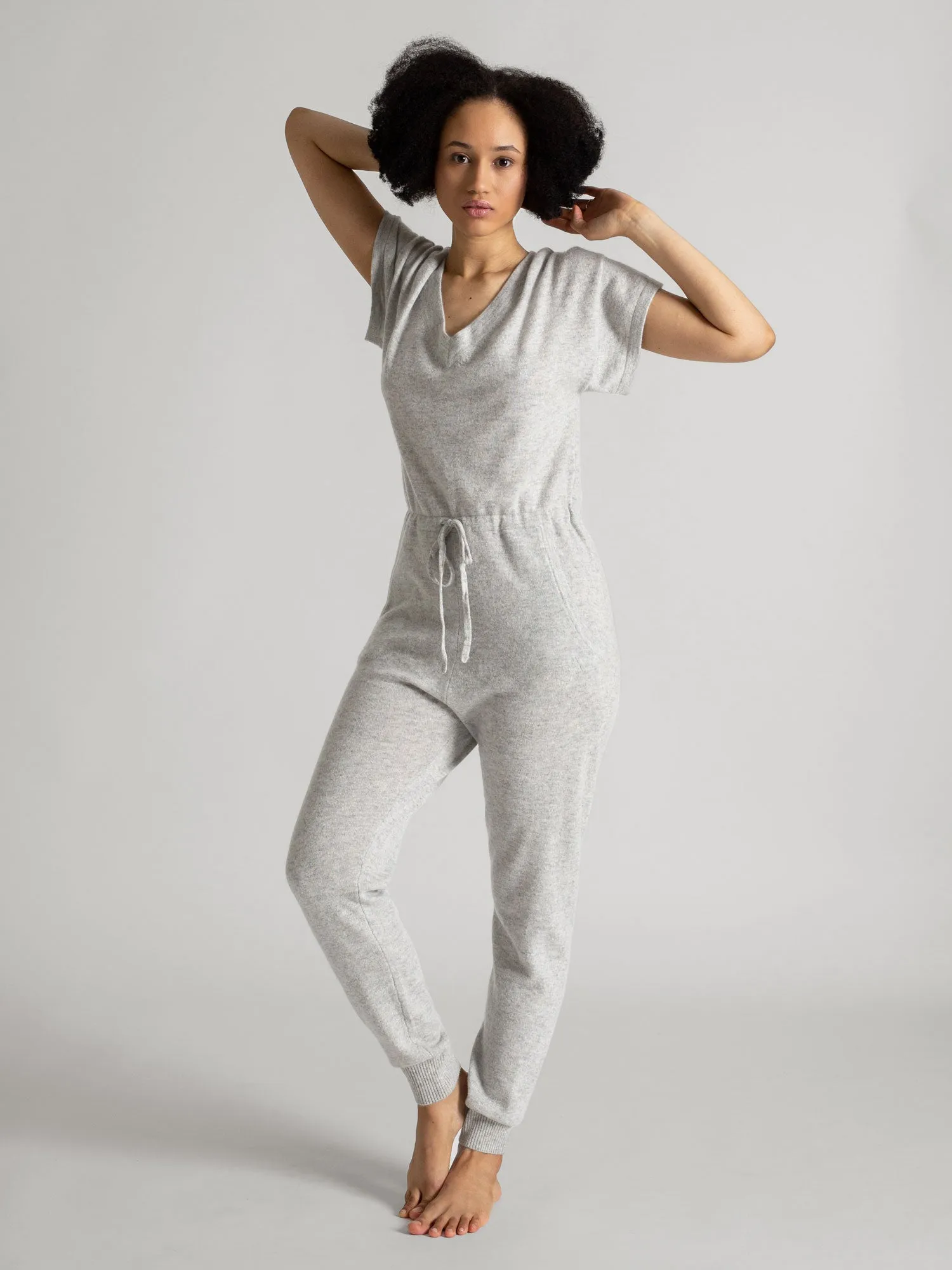 Cashmere jumpsuit "Cruising" - light grey