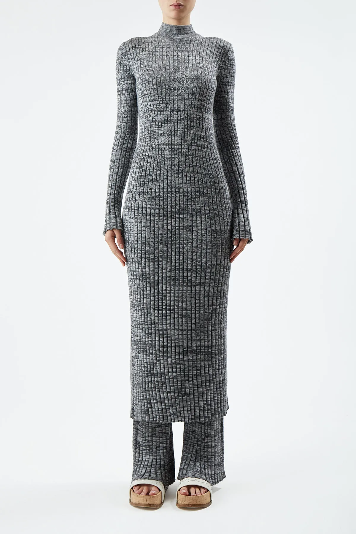 Castor Knit Dress in Charcoal Melange Cashmere