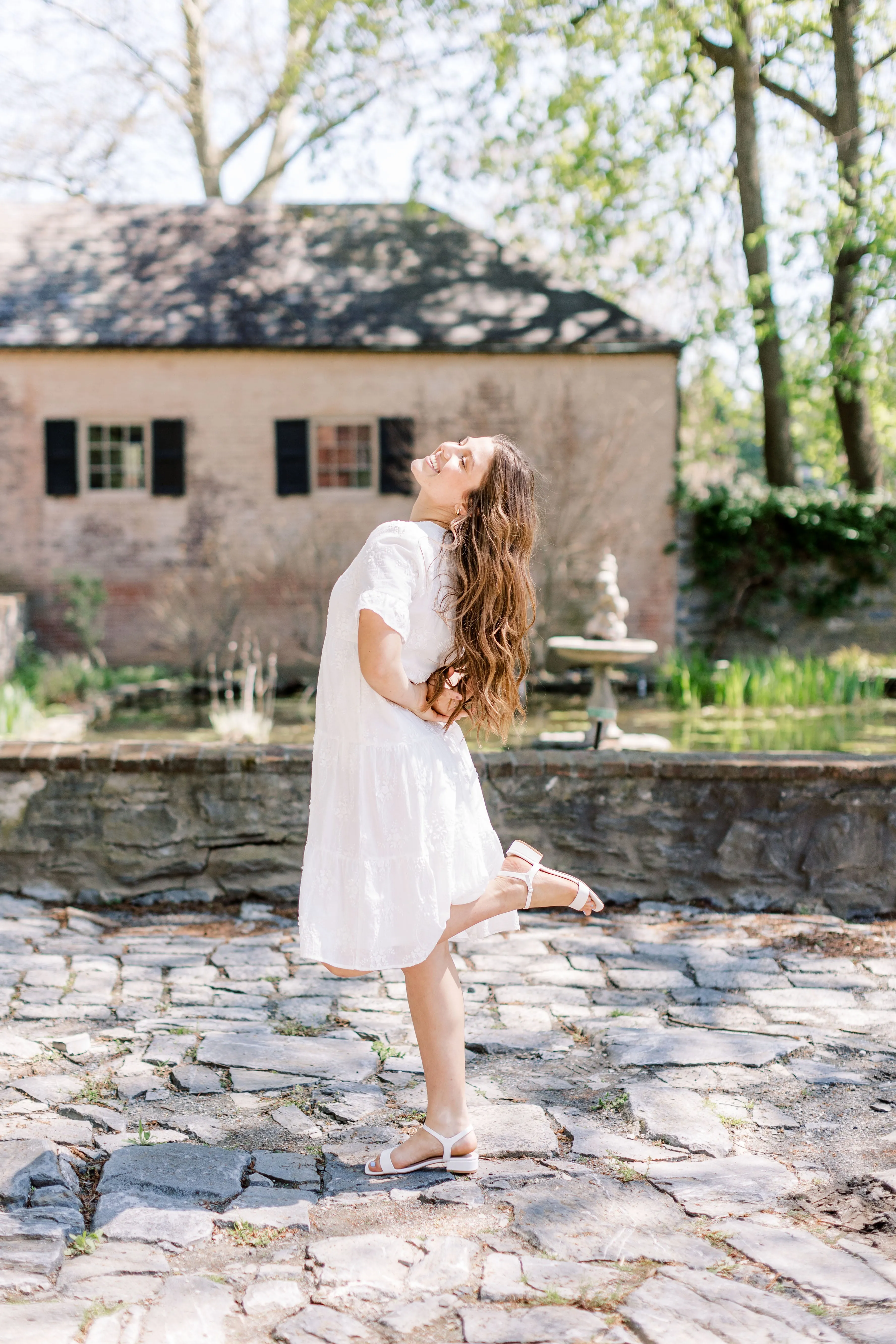 'Cherie' Textured Eyelet Midi Dress in Ivory FINAL SALE