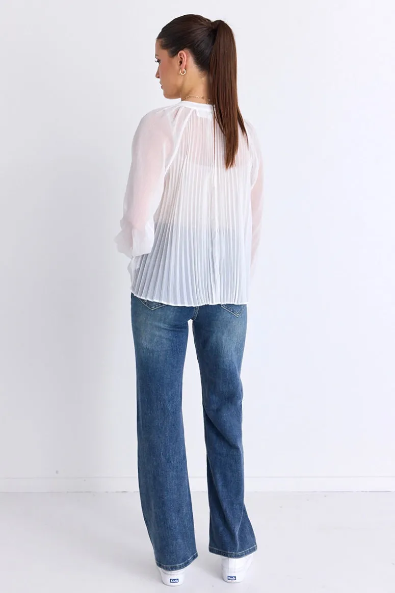 Corral Ivory Sheer Pleated Swing Top