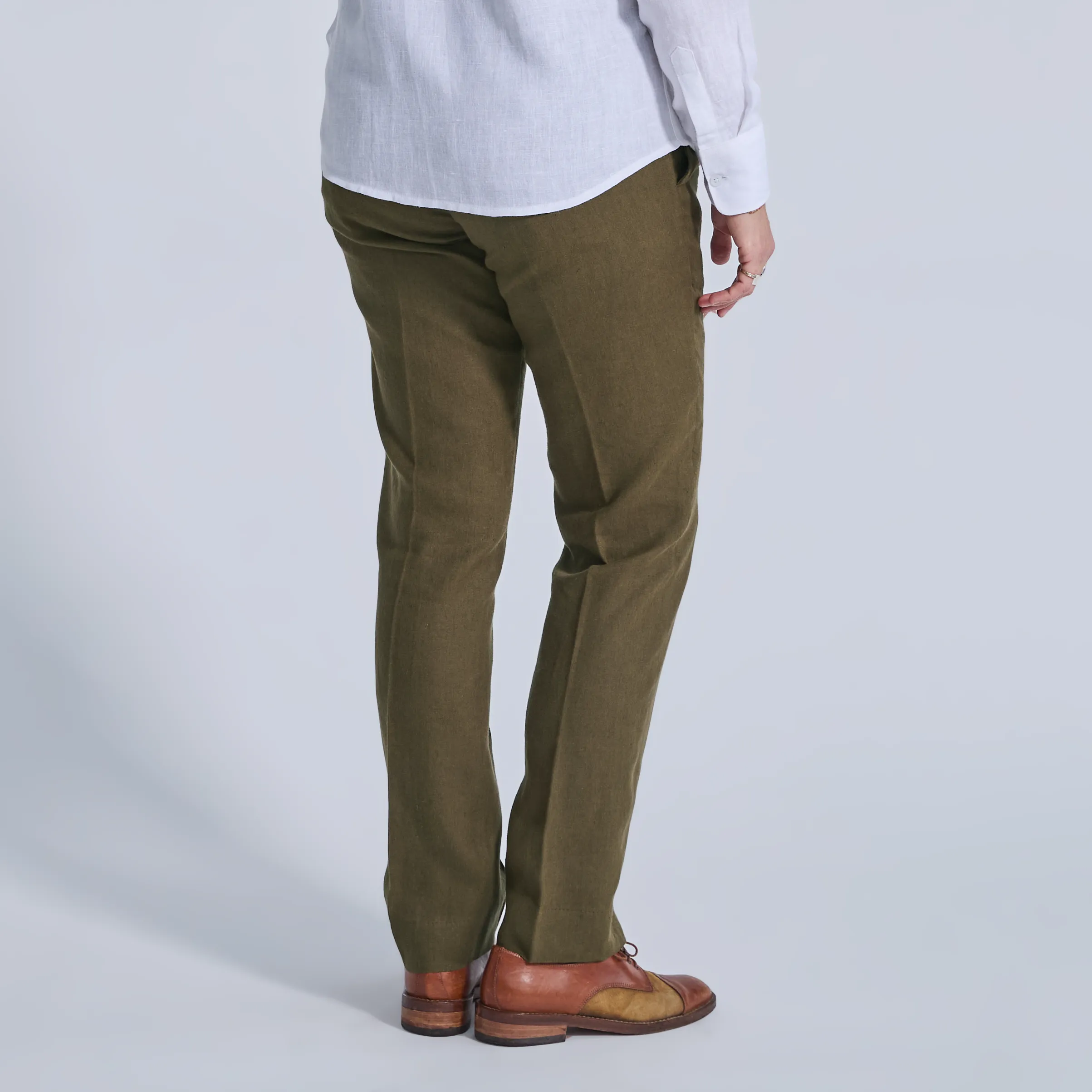 Deep Moss Linen Dress Pants