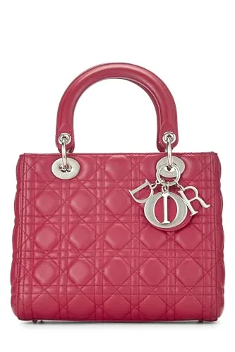 Dior,  Pink Cannage Quilted Lambskin Lady Dior Medium, Pink