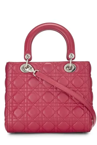 Dior,  Pink Cannage Quilted Lambskin Lady Dior Medium, Pink