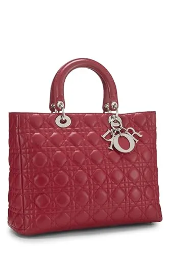 Dior,  Red Cannage Quilted Lambskin Lady Dior Large, Red