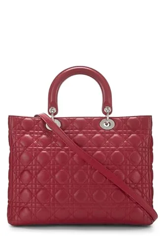 Dior,  Red Cannage Quilted Lambskin Lady Dior Large, Red