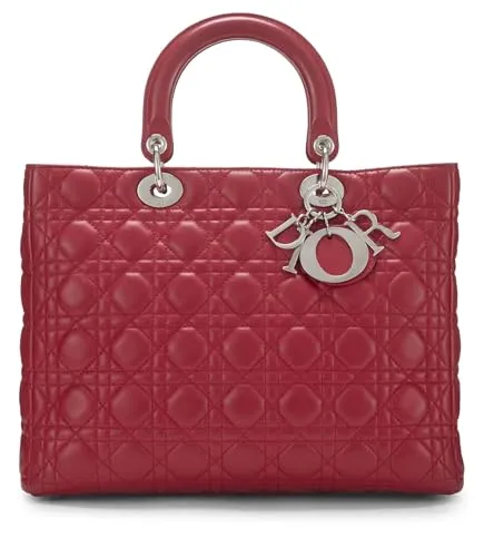 Dior,  Red Cannage Quilted Lambskin Lady Dior Large, Red