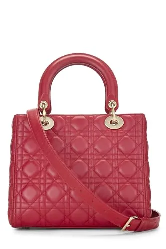 Dior,  Red Cannage Quilted Lambskin Lady Dior Medium, Red