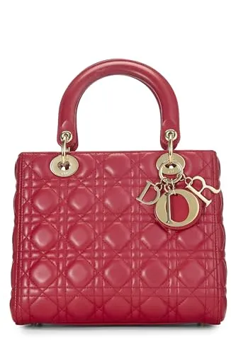 Dior,  Red Cannage Quilted Lambskin Lady Dior Medium, Red