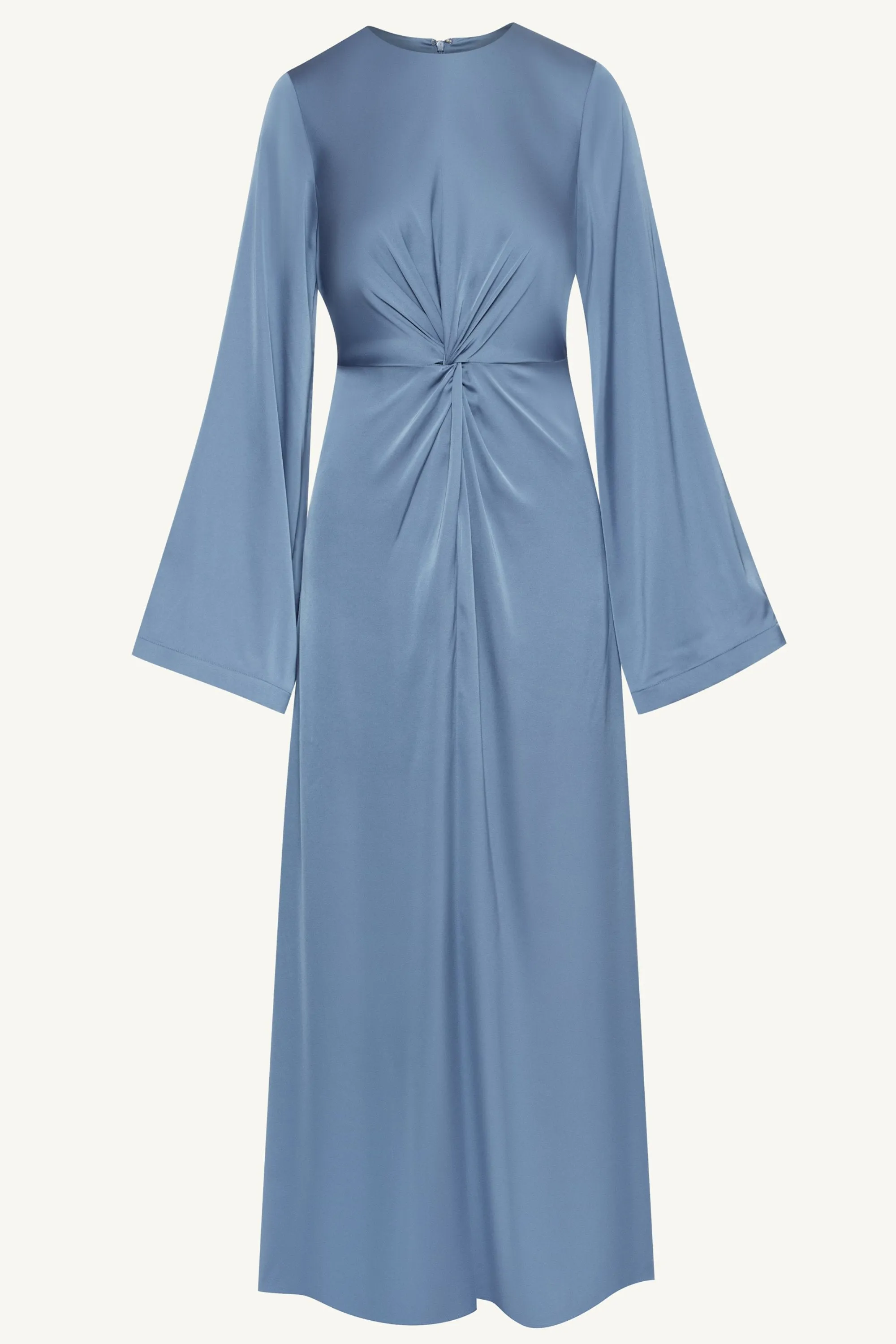 Duha Satin Twist Front Maxi Dress - Dusty Blue