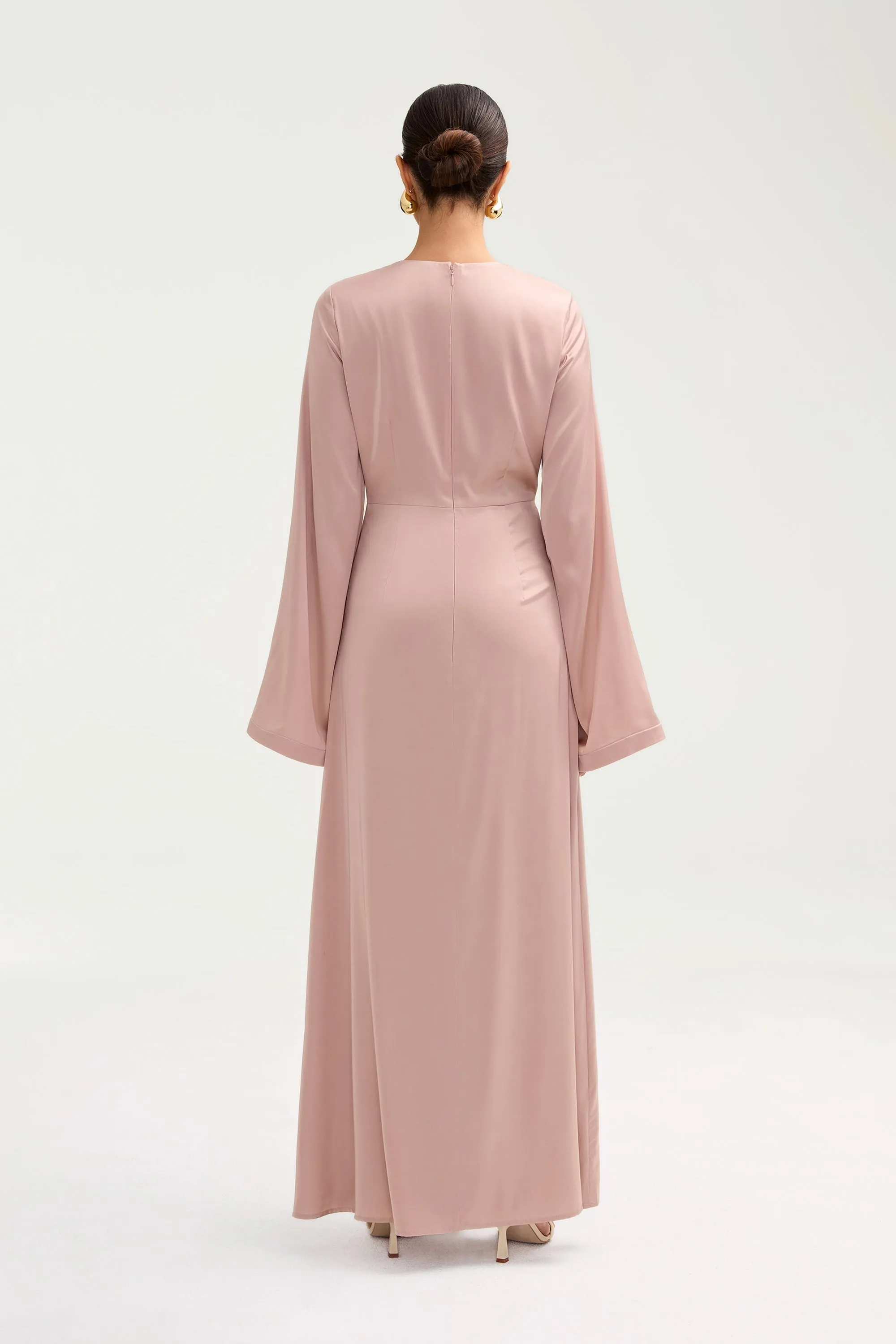 Duha Satin Twist Front Maxi Dress - Pink Jasmine