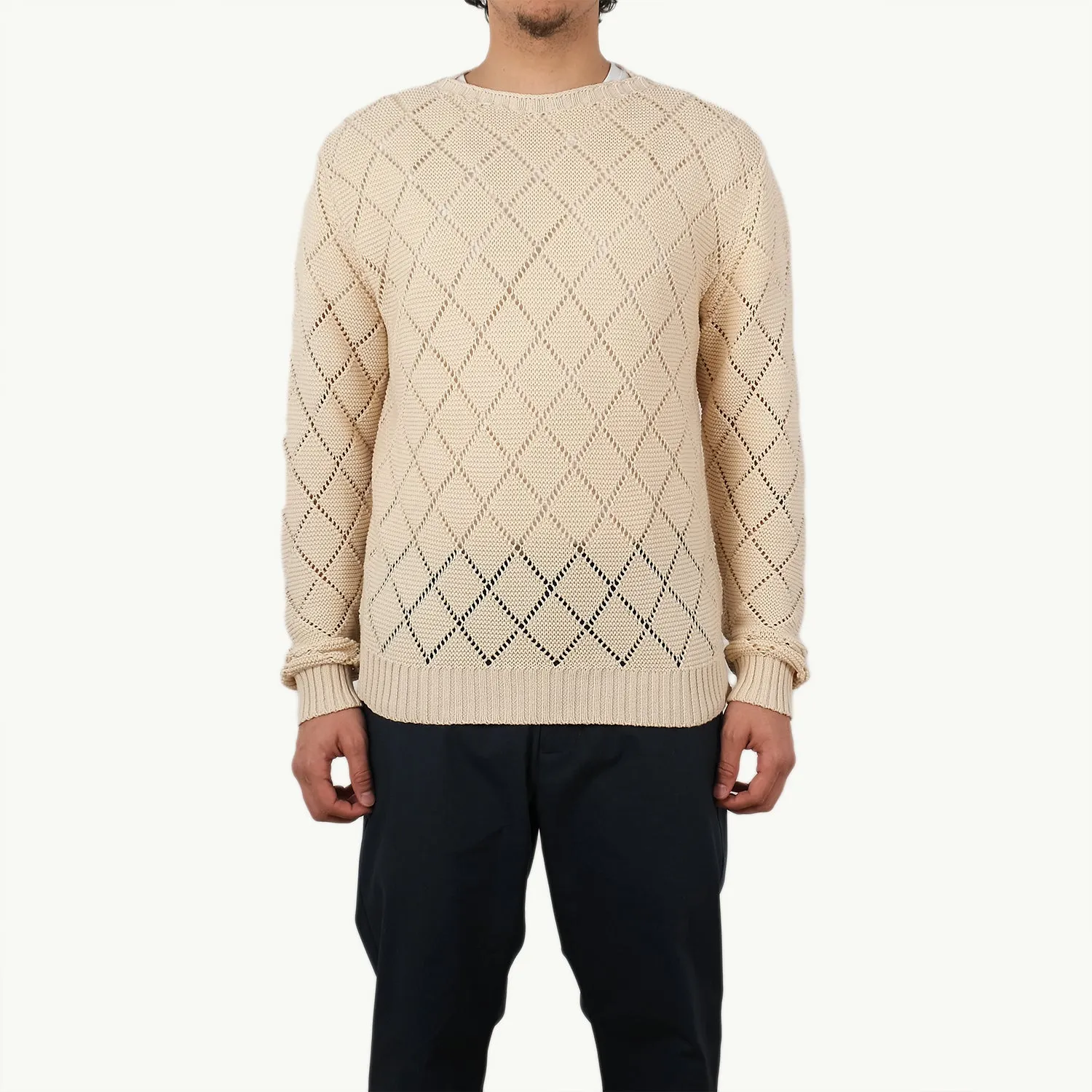 Ecru Crochet Crewneck