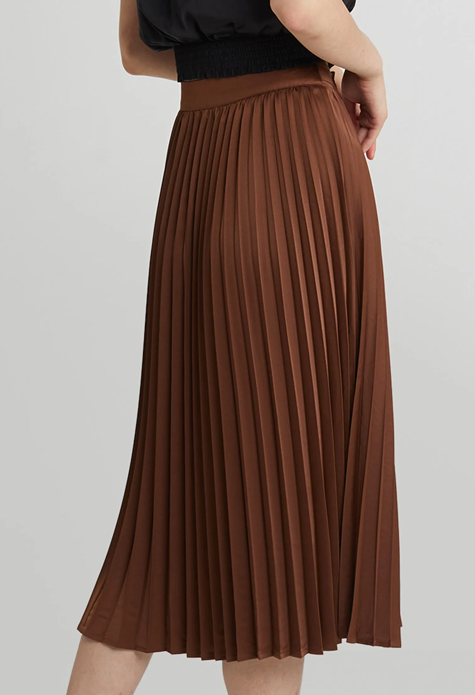 Elegant Column Pleated Midi Skirt