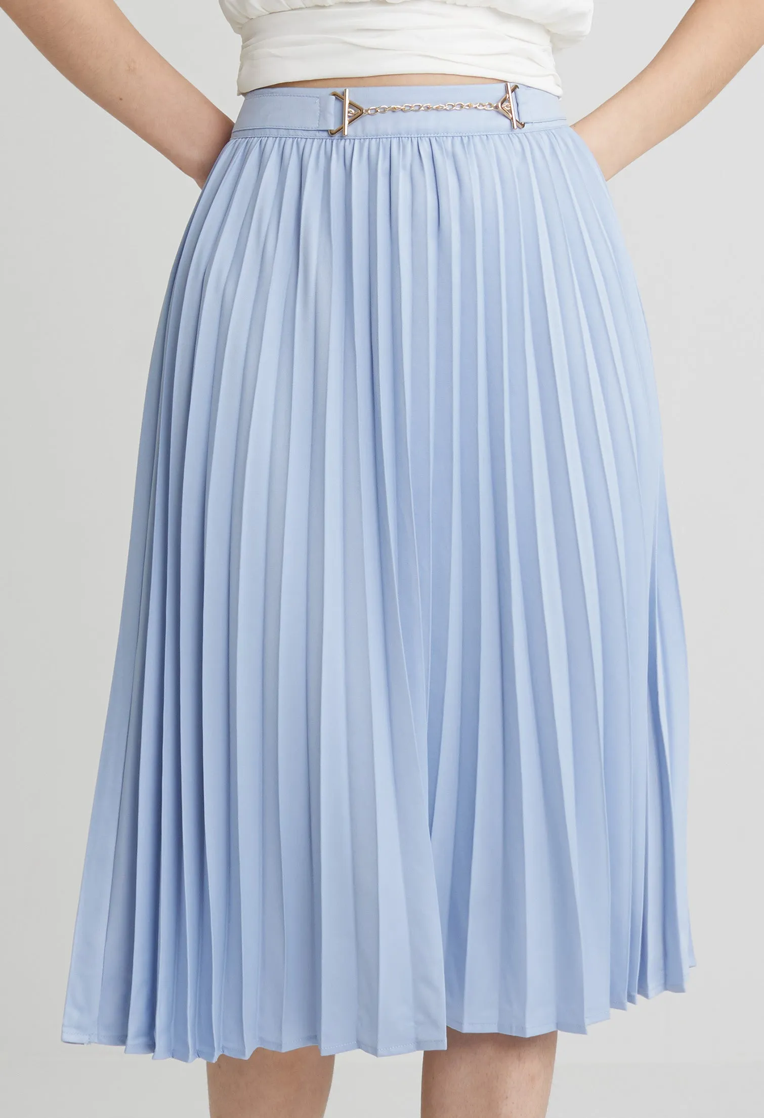 Elegant Column Pleated Midi Skirt