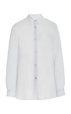 Ferrara Shirt in Light Blue Cashmere Silk Gauze