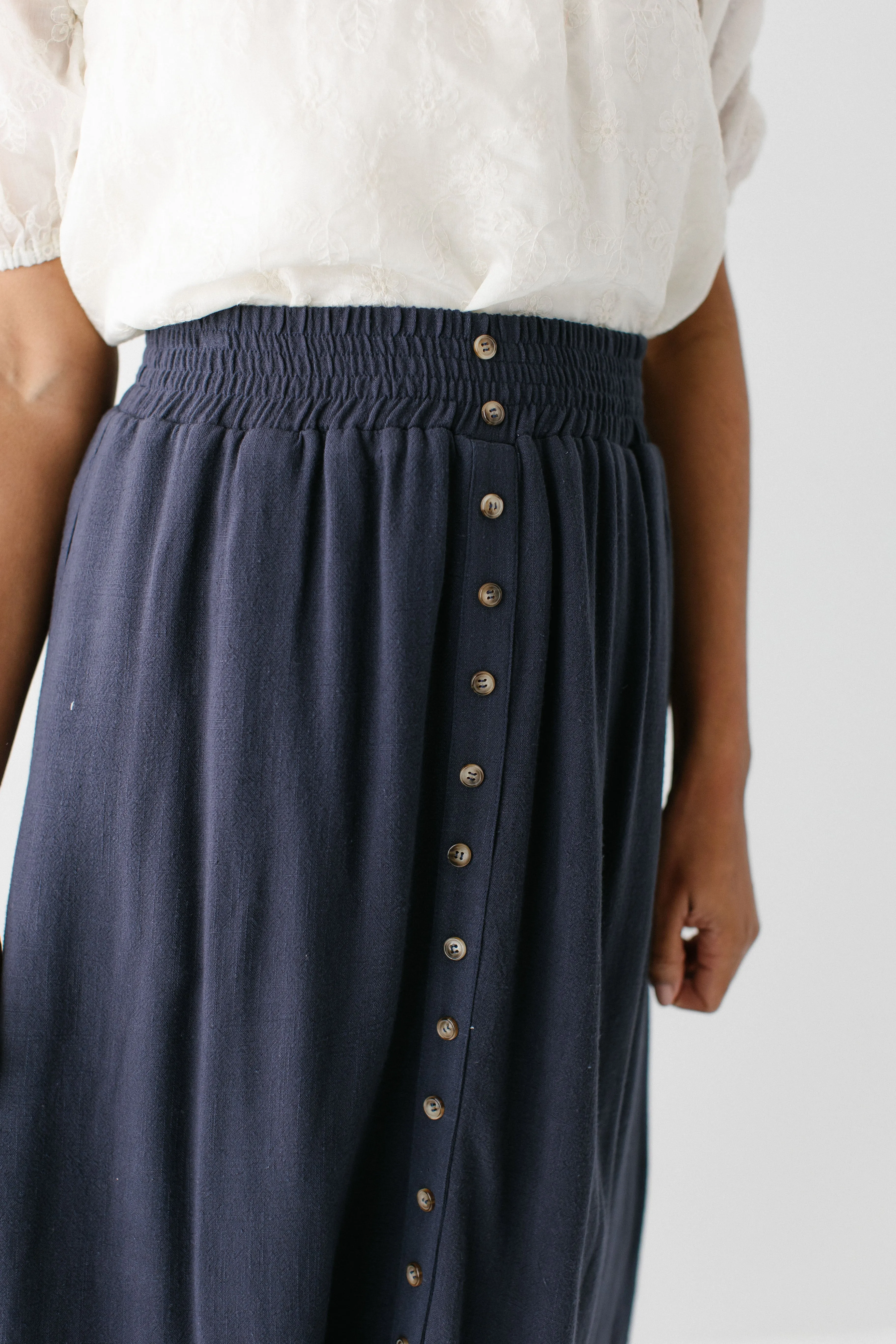 'Greta' Linen Blend Midi Skirt