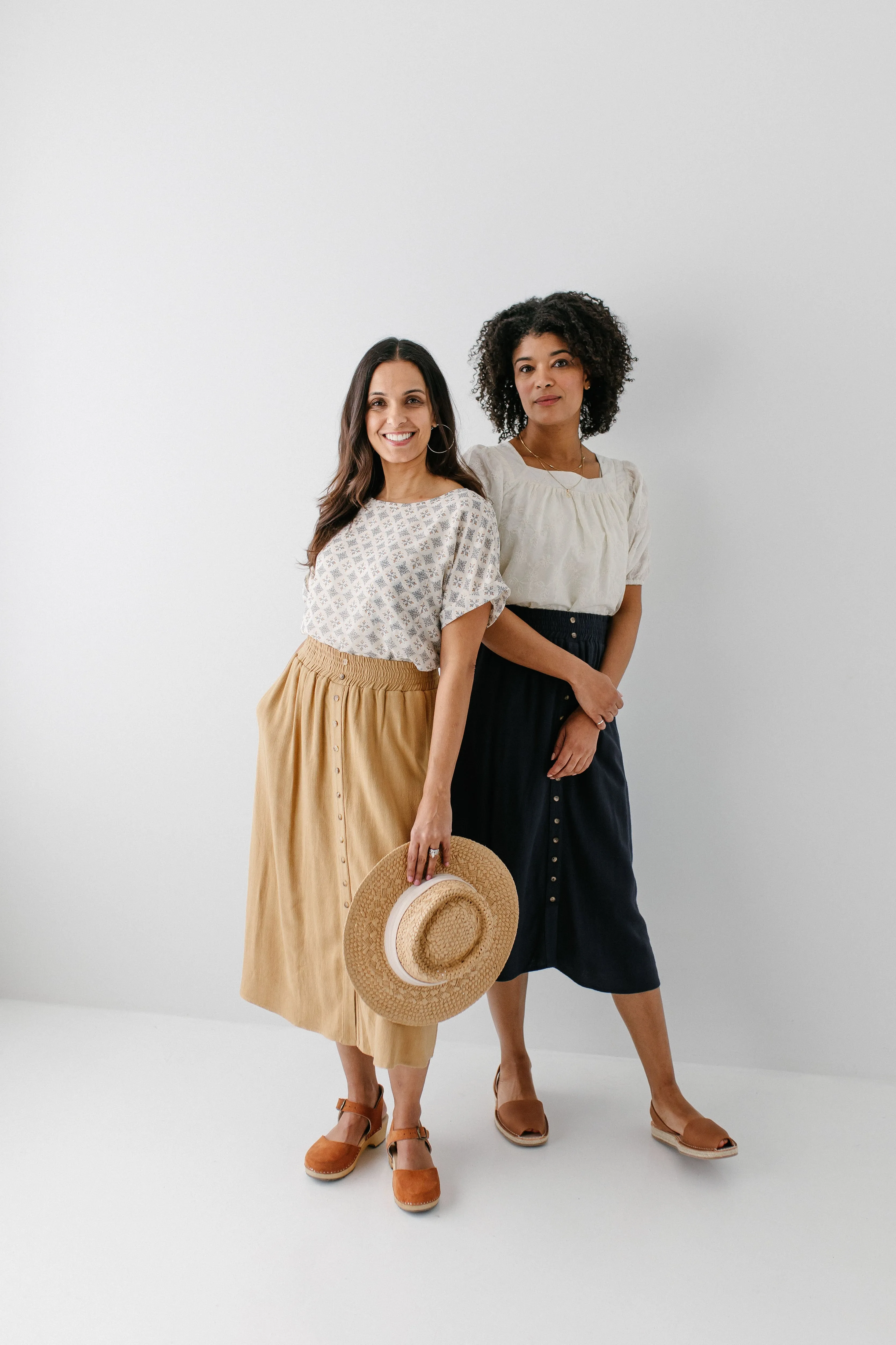 'Greta' Linen Blend Midi Skirt