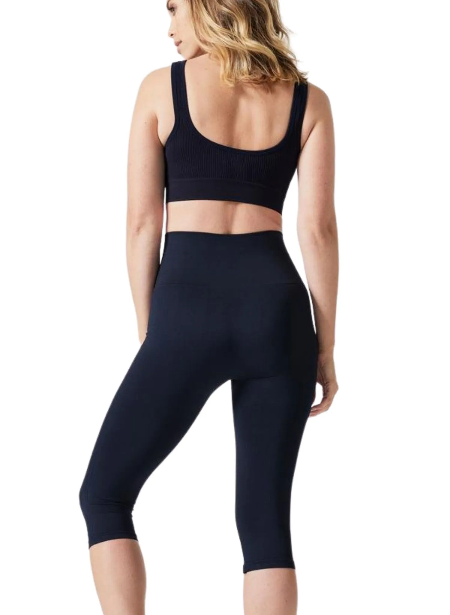 Hipster Postpartum Support Crop Leggings - Navy