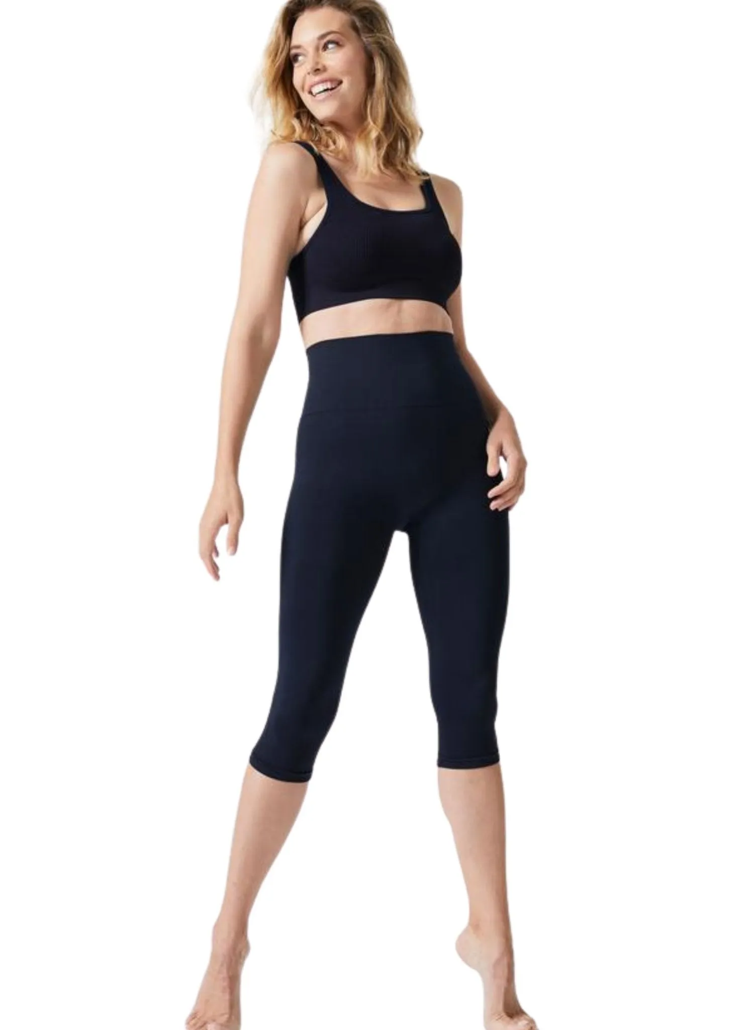 Hipster Postpartum Support Crop Leggings - Navy