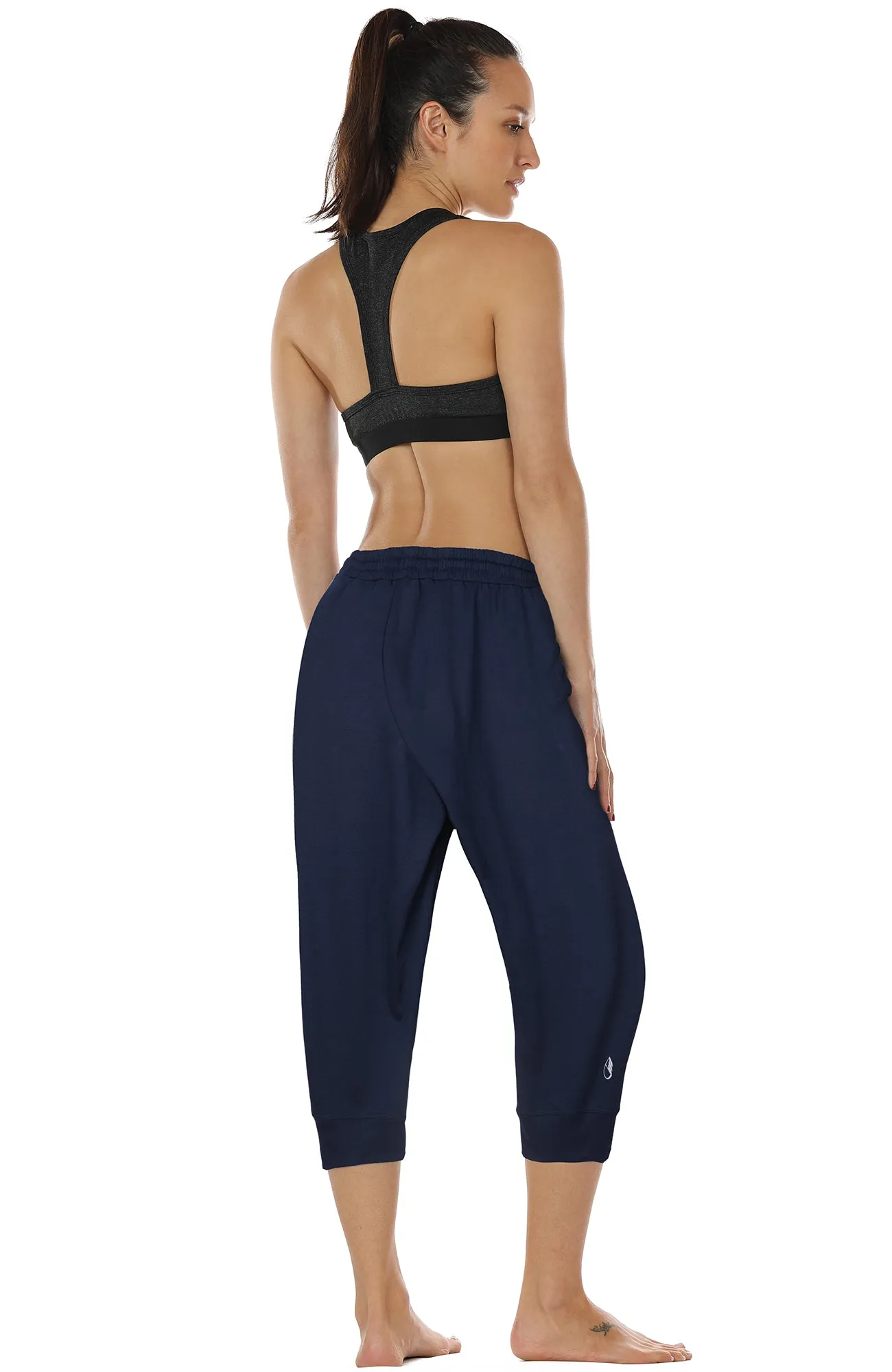 icyzone Women's French Terry Jogger Lounge Sweatpants - Active Capri Pants for Women