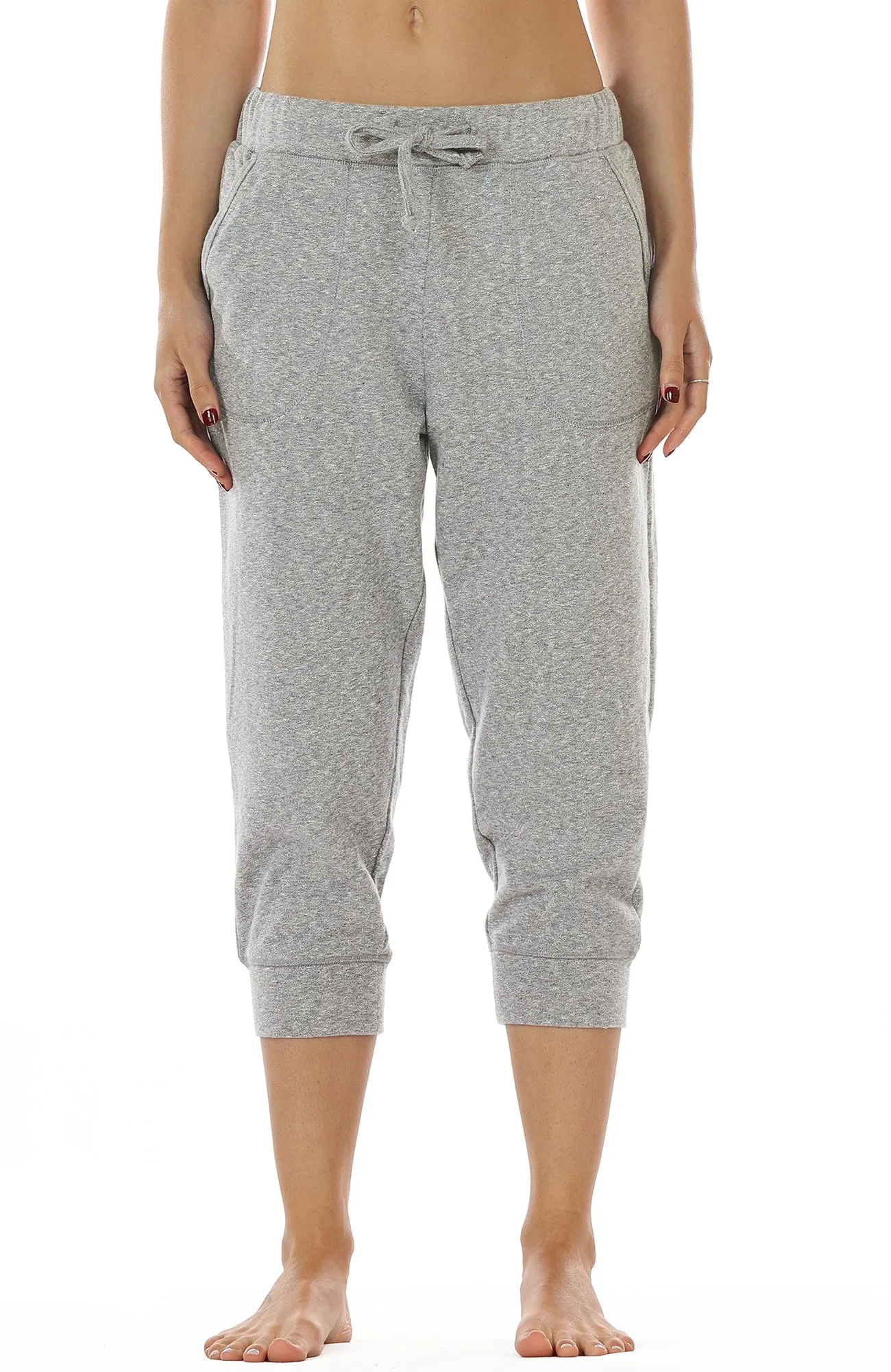 icyzone Women's French Terry Jogger Lounge Sweatpants - Active Capri Pants for Women