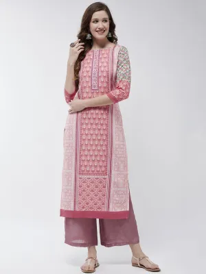 Jaipur Haat Placement Quarter Sleeves Kurta