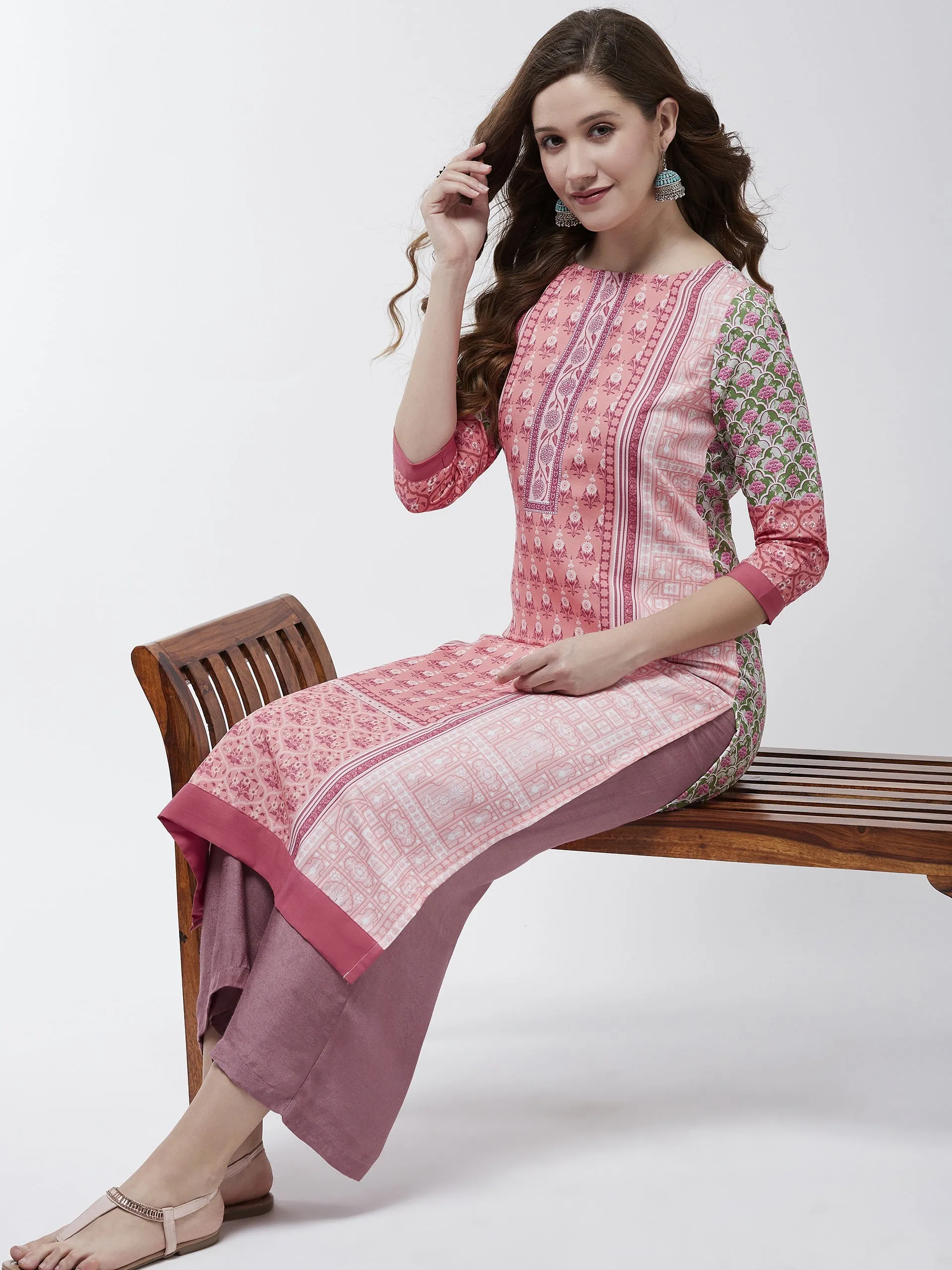 Jaipur Haat Placement Quarter Sleeves Kurta