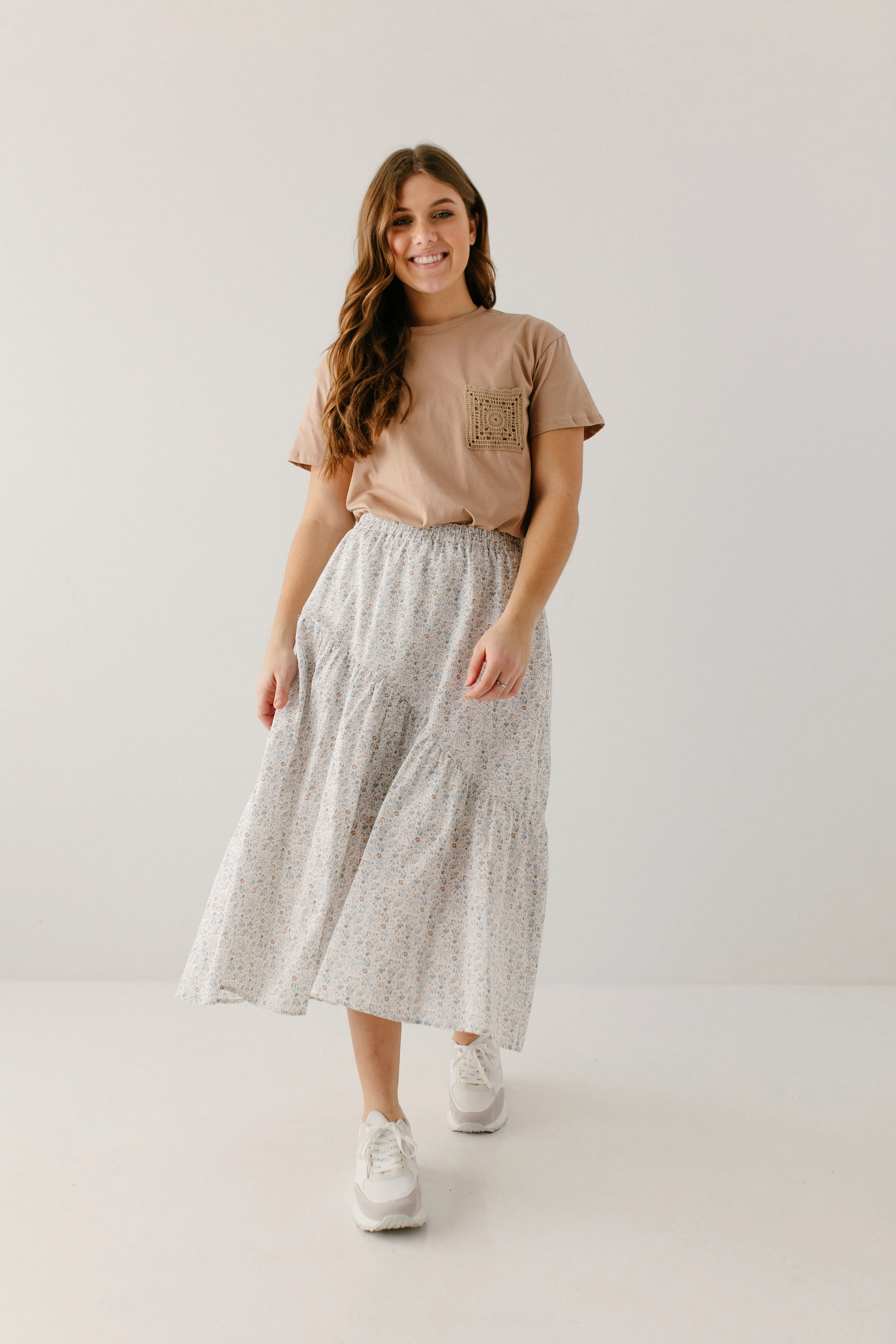 'Linette' Asymmetrical Floral Midi Skirt FINAL SALE