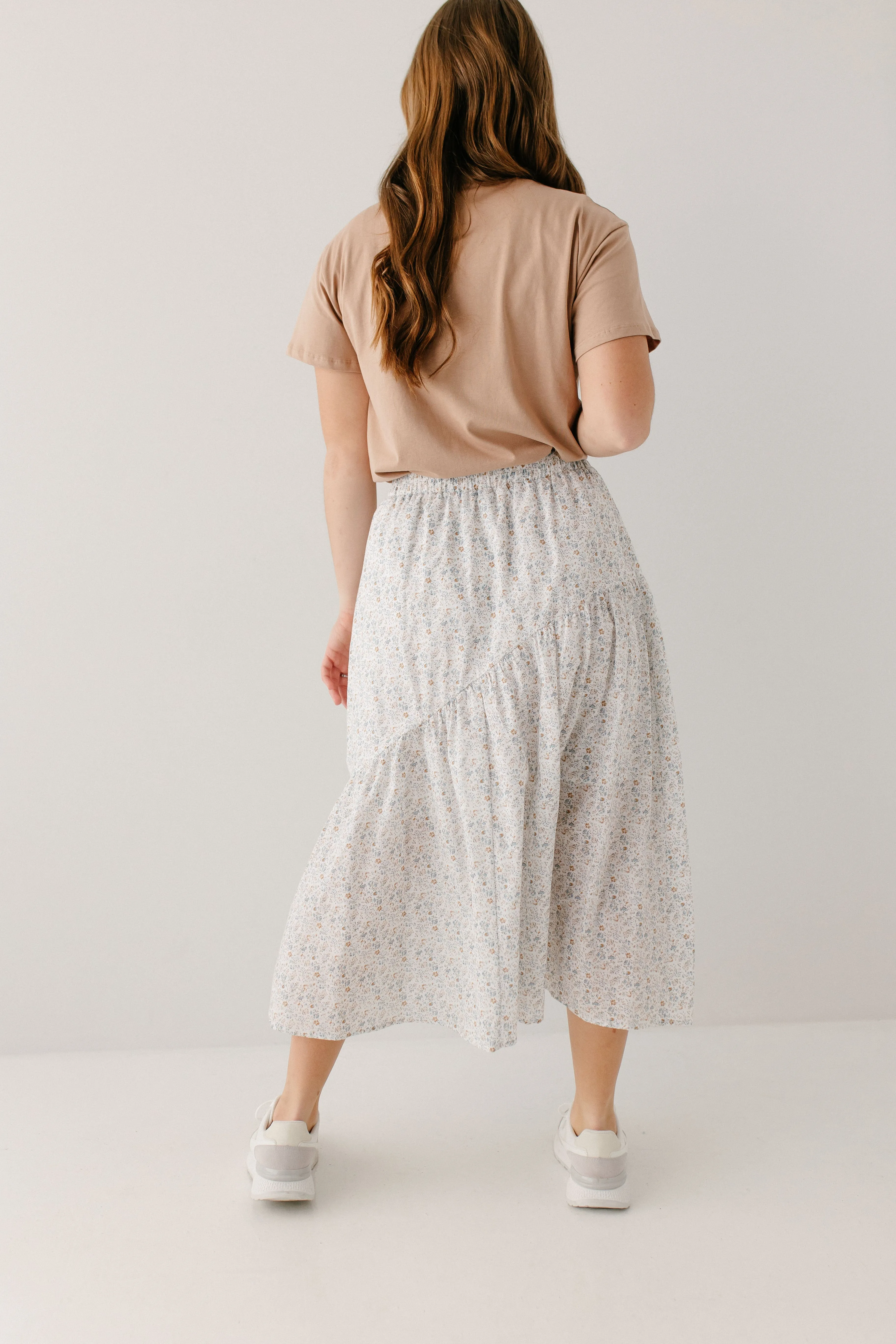 'Linette' Asymmetrical Floral Midi Skirt FINAL SALE