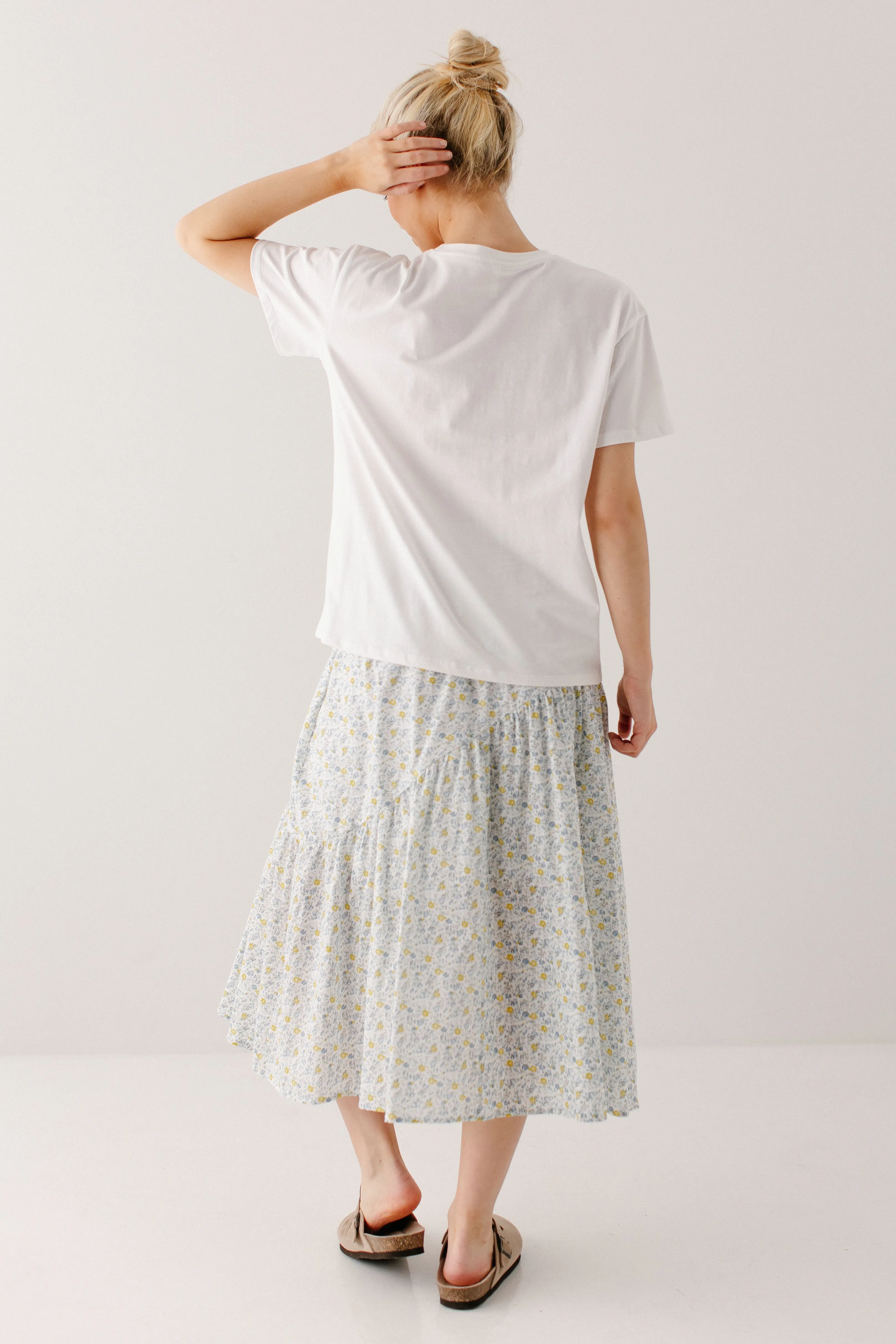 'Linette' Asymmetrical Floral Midi Skirt FINAL SALE