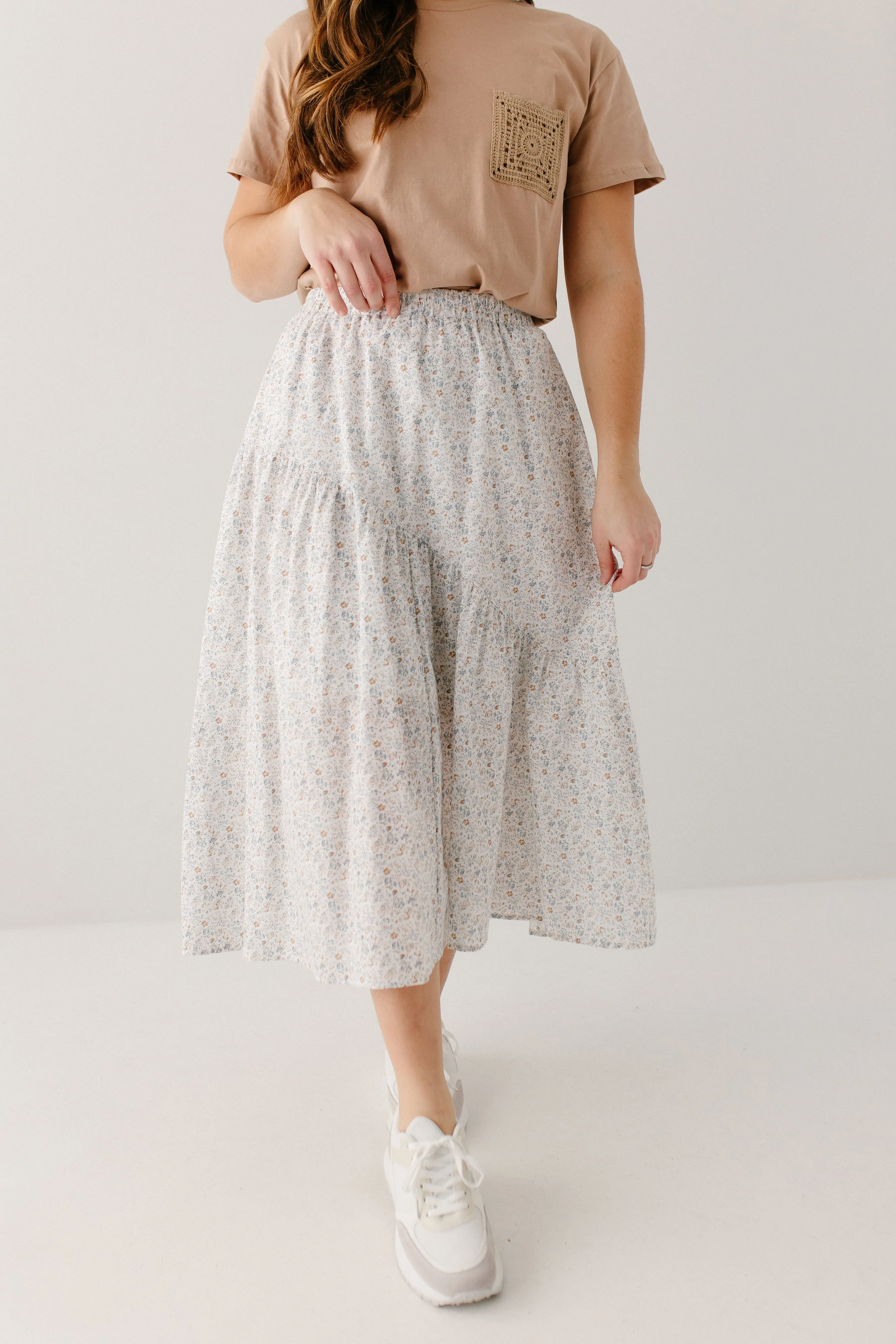 'Linette' Asymmetrical Floral Midi Skirt FINAL SALE