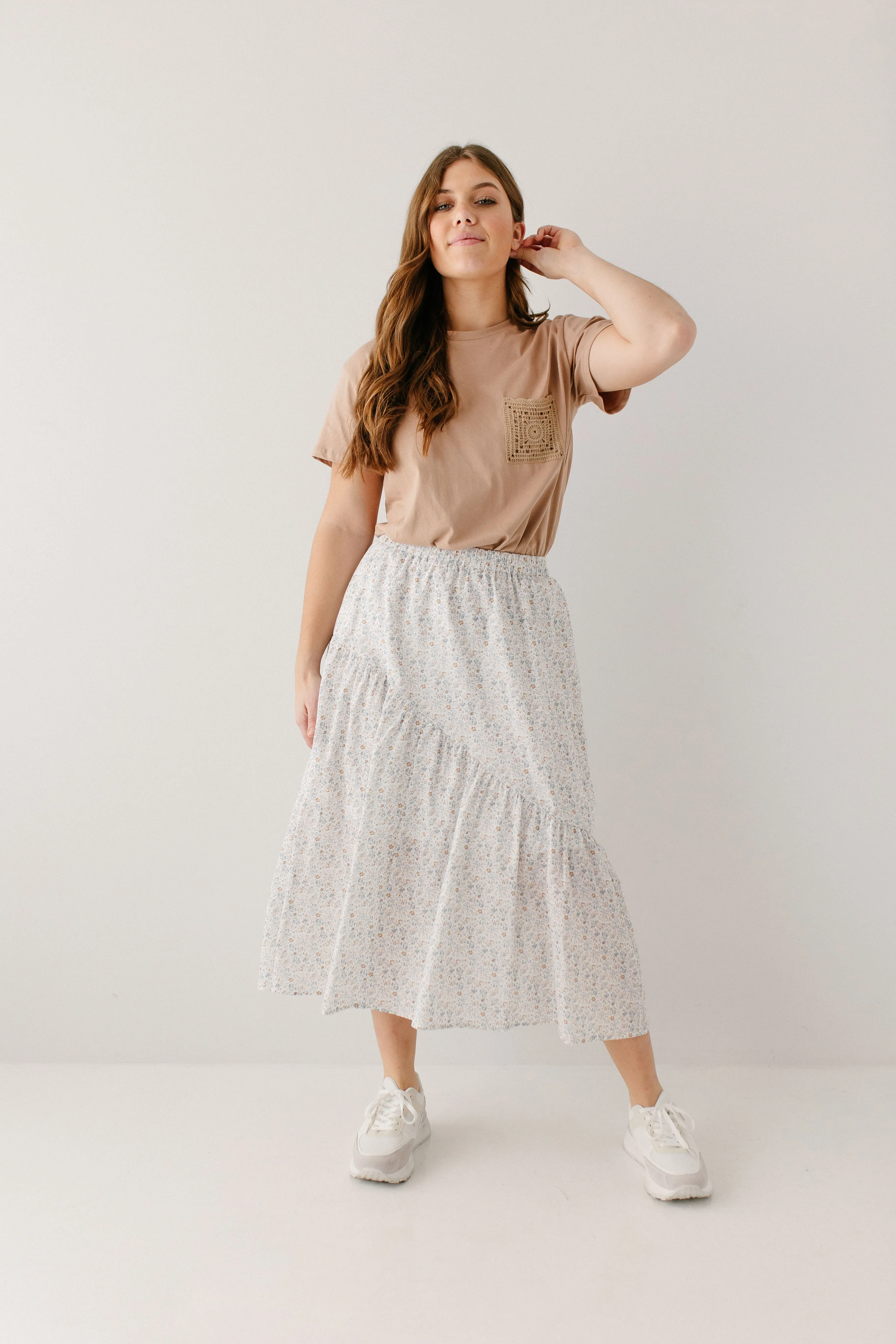 'Linette' Asymmetrical Floral Midi Skirt FINAL SALE