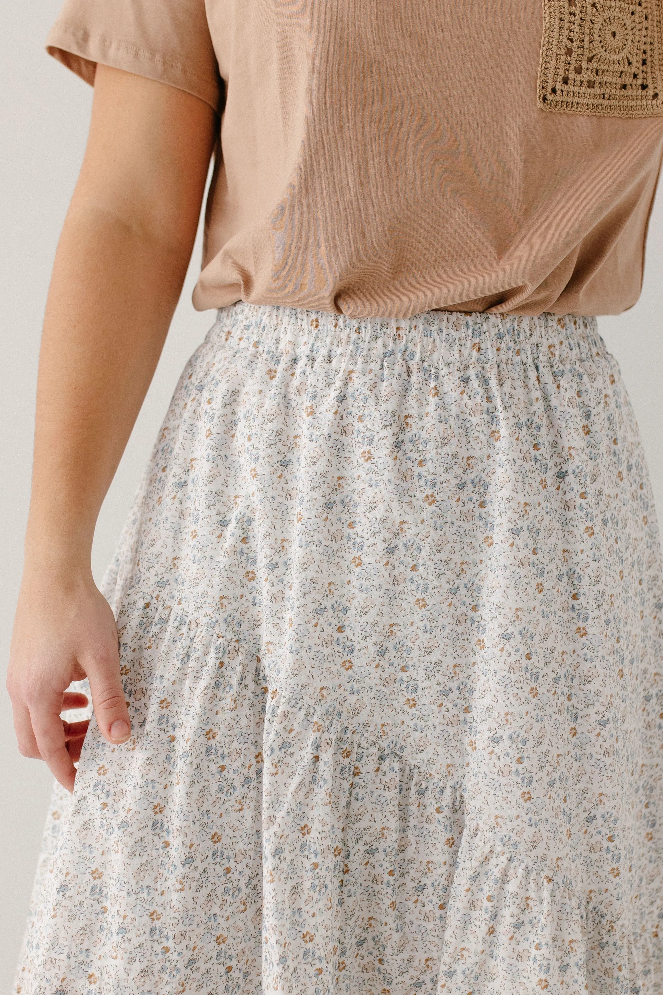 'Linette' Asymmetrical Floral Midi Skirt FINAL SALE