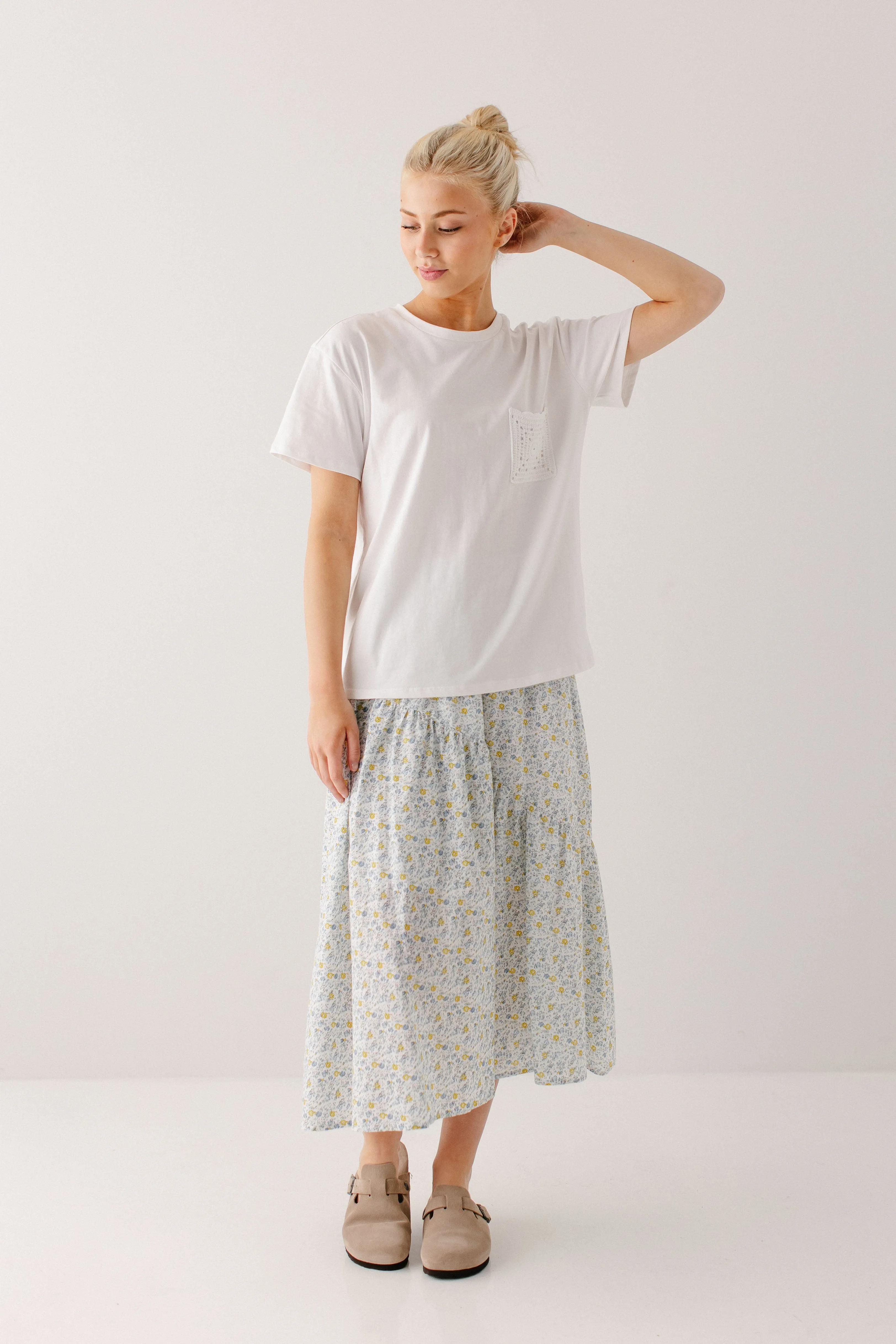 'Linette' Asymmetrical Floral Midi Skirt FINAL SALE