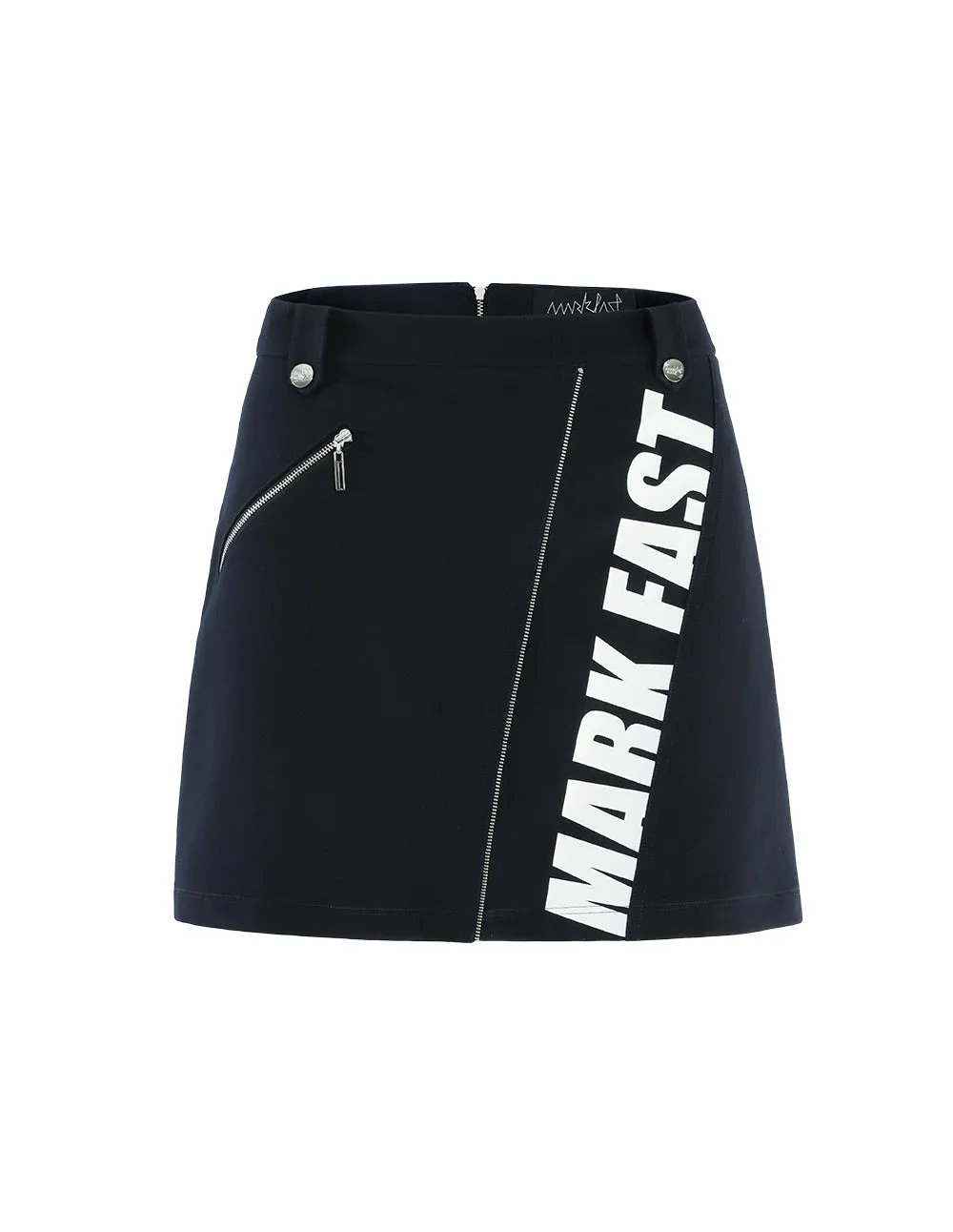 MARK FAST Printed Logo Metal Zipped Skirt