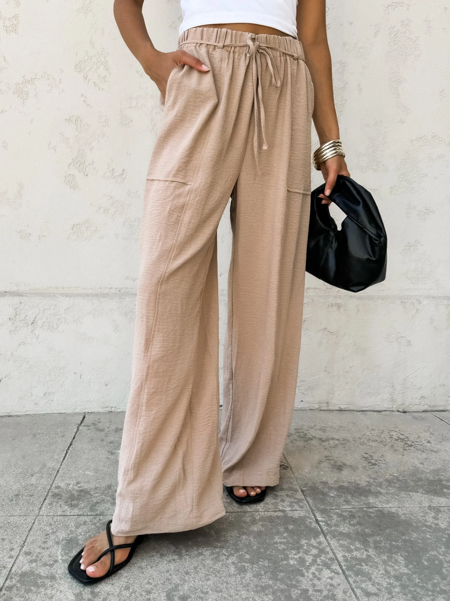 Marlena Flowy Pants in Taupe