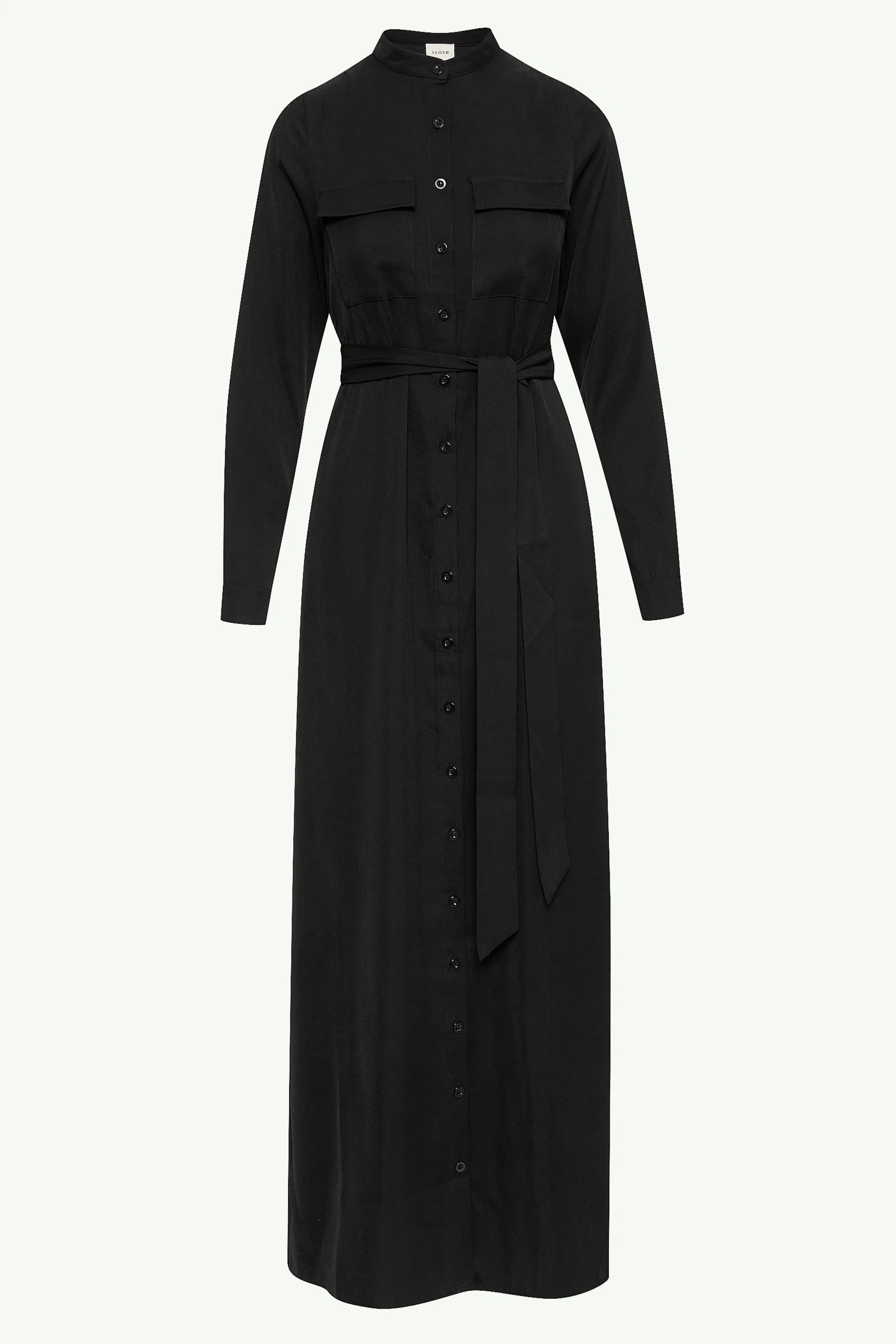 Olivia Button Down Utility Maxi Dress - Black