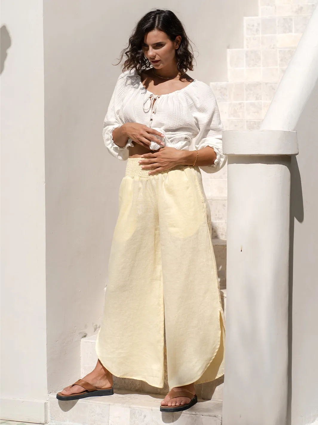 Siena Linen Pants Lemon