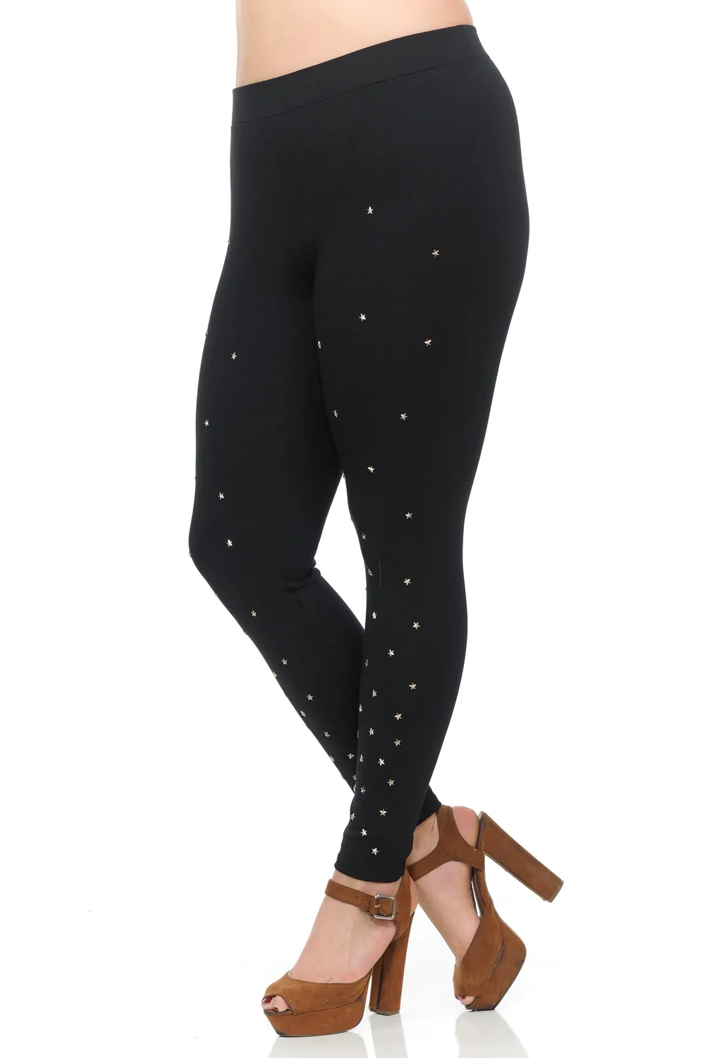 Star Studded Ponte Leggings in Black