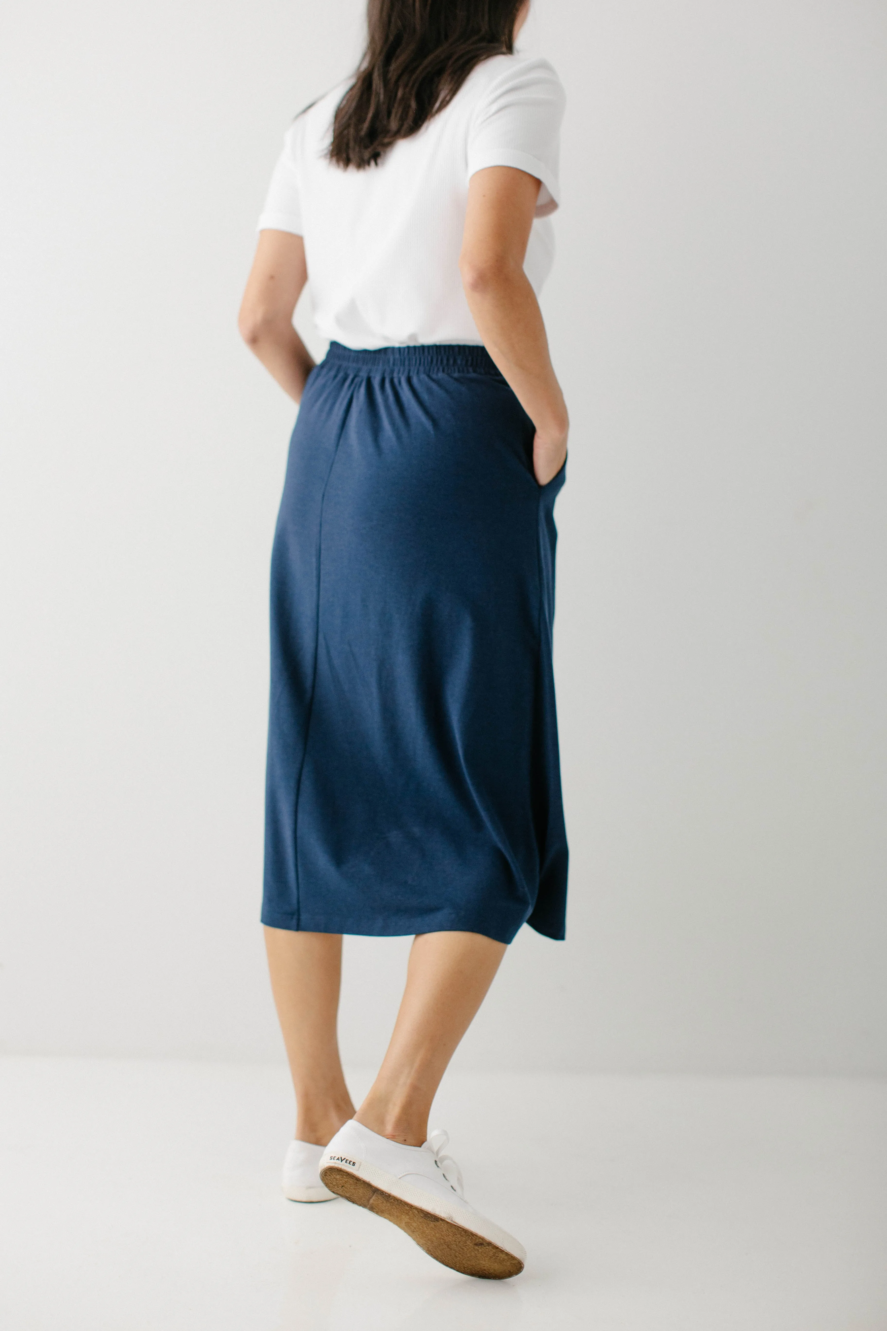 'Tori' Bamboo Cotton Blend Midi Skirt